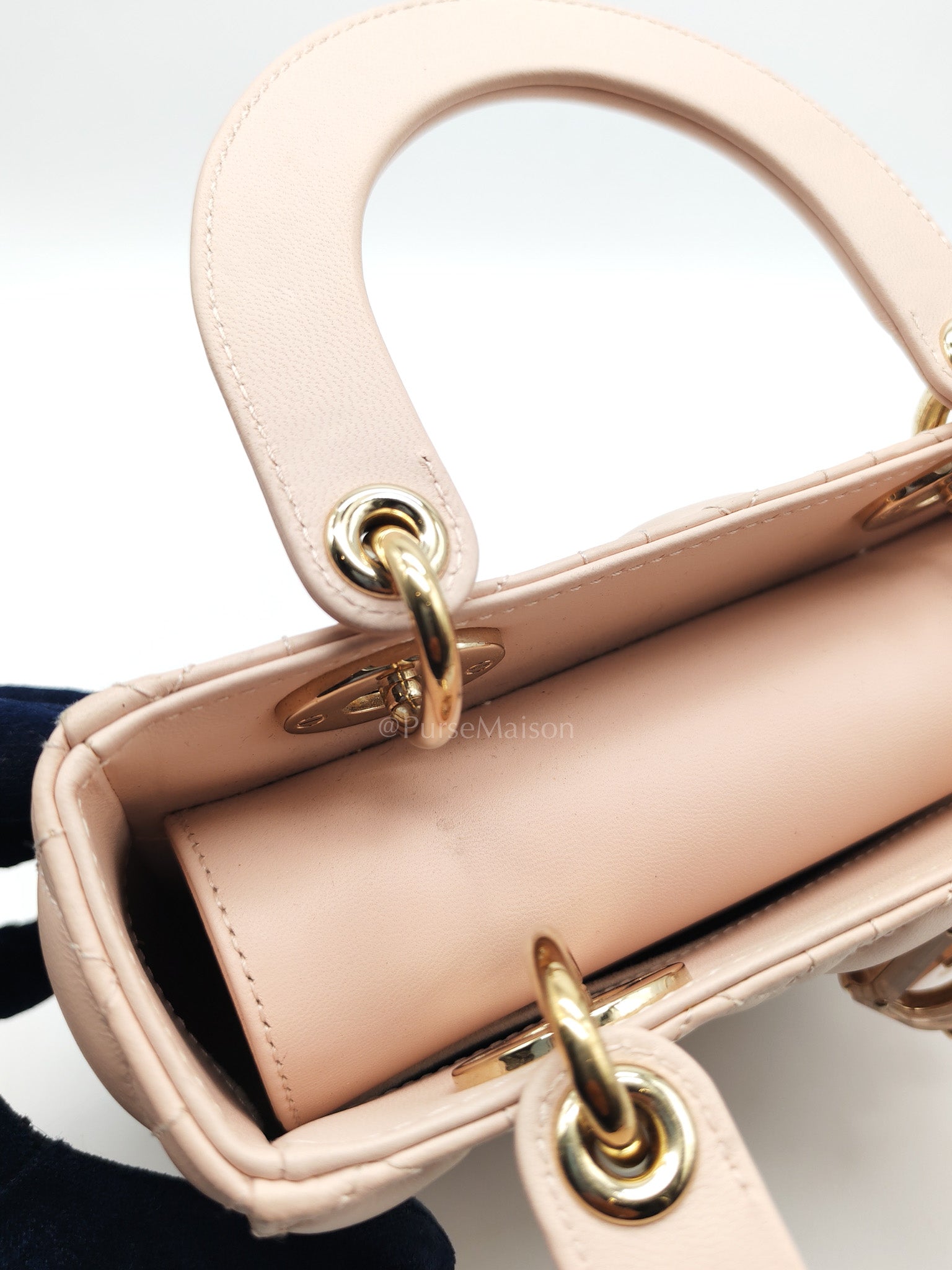 Christian Dior Lady My ABCDior Bag Small in Rose Poudre Lambskin Leather Light Gold Hardware | Purse Maison Luxury Bags Shop
