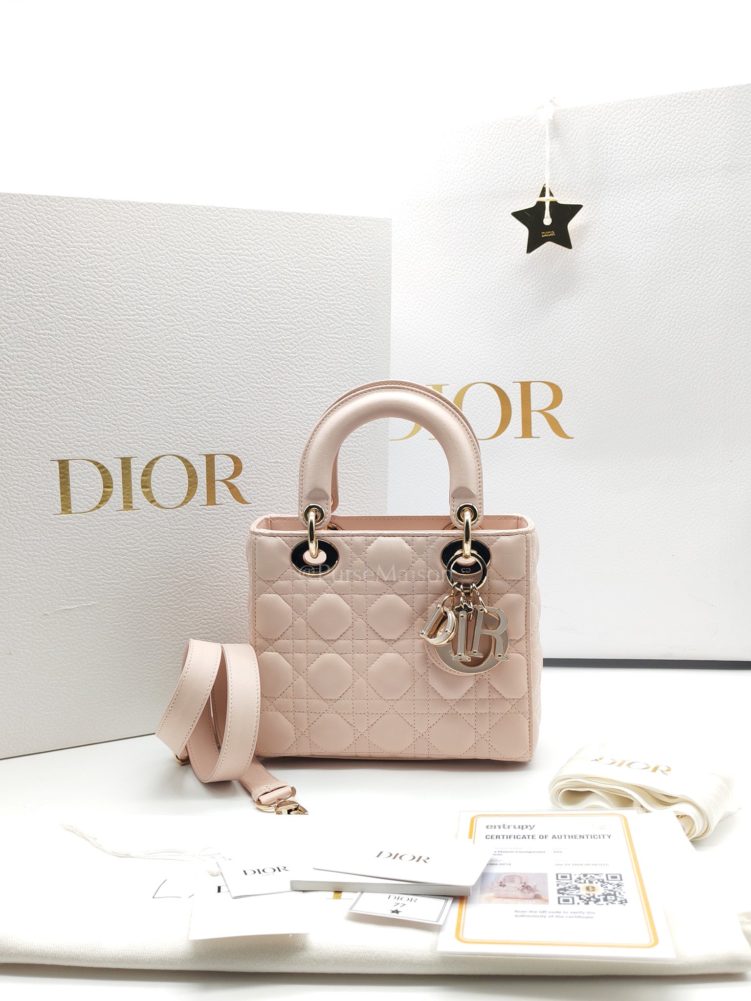 Christian Dior Lady My ABCDior Bag Small in Rose Poudre Lambskin Leather Light Gold Hardware | Purse Maison Luxury Bags Shop