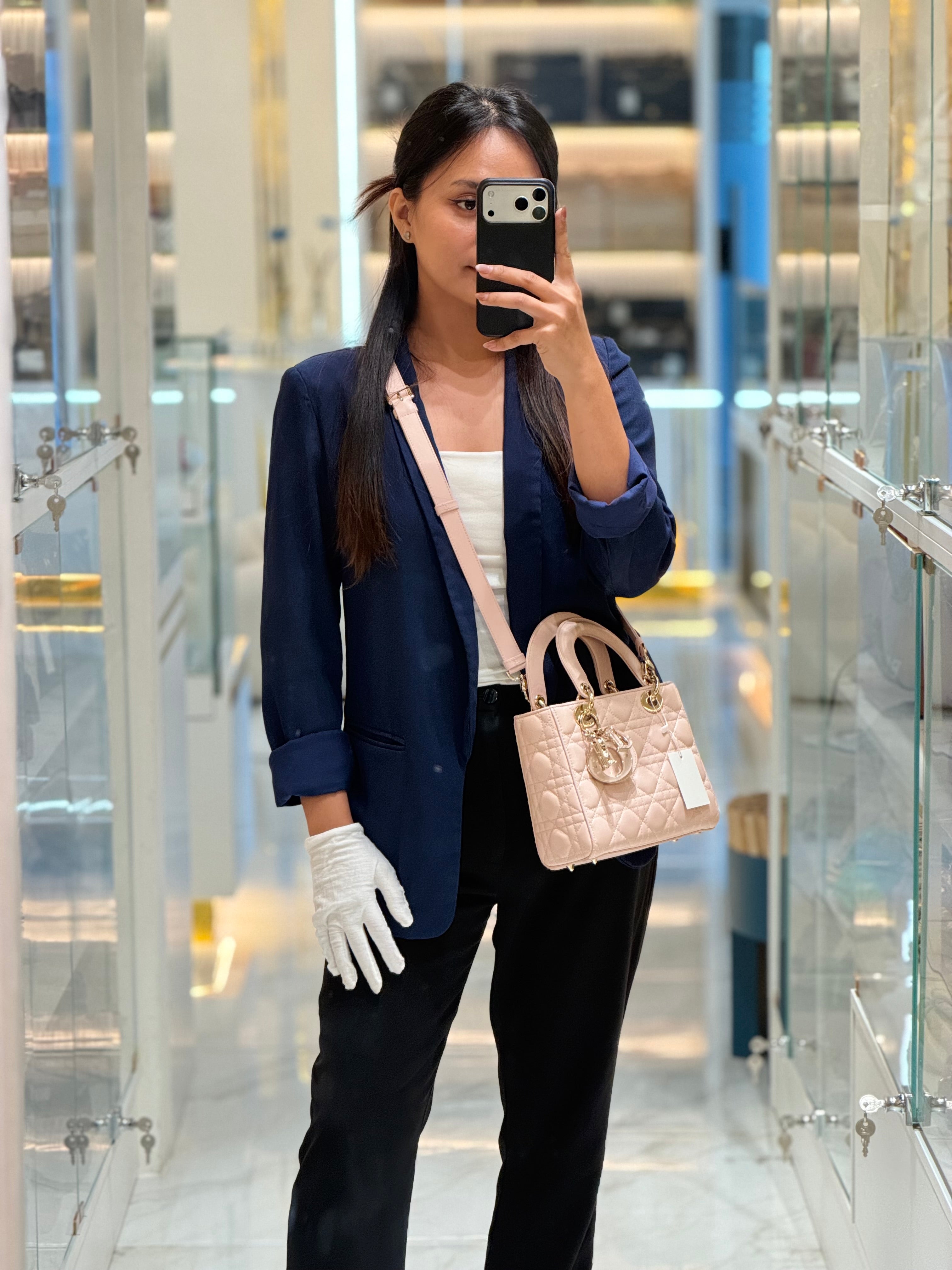 Christian Dior Lady My ABCDior Bag Small in Rose Poudre Lambskin Leather Light Gold Hardware | Purse Maison Luxury Bags Shop