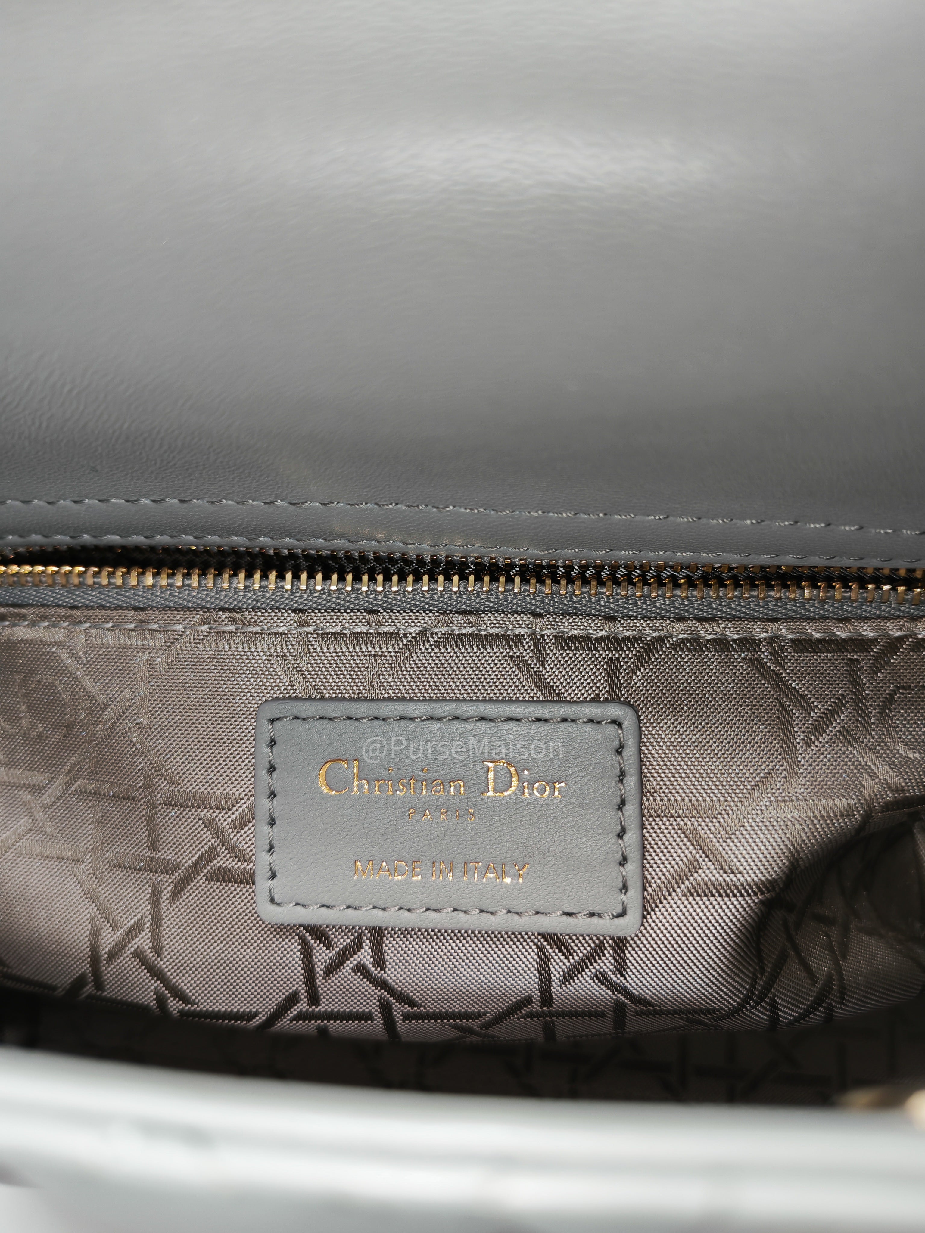 Christian Dior Lady My ABCDior Small in Stone Gray Lambskin Cannage Leather Light Gold Hardware | Purse Maison Luxury Bags Shop