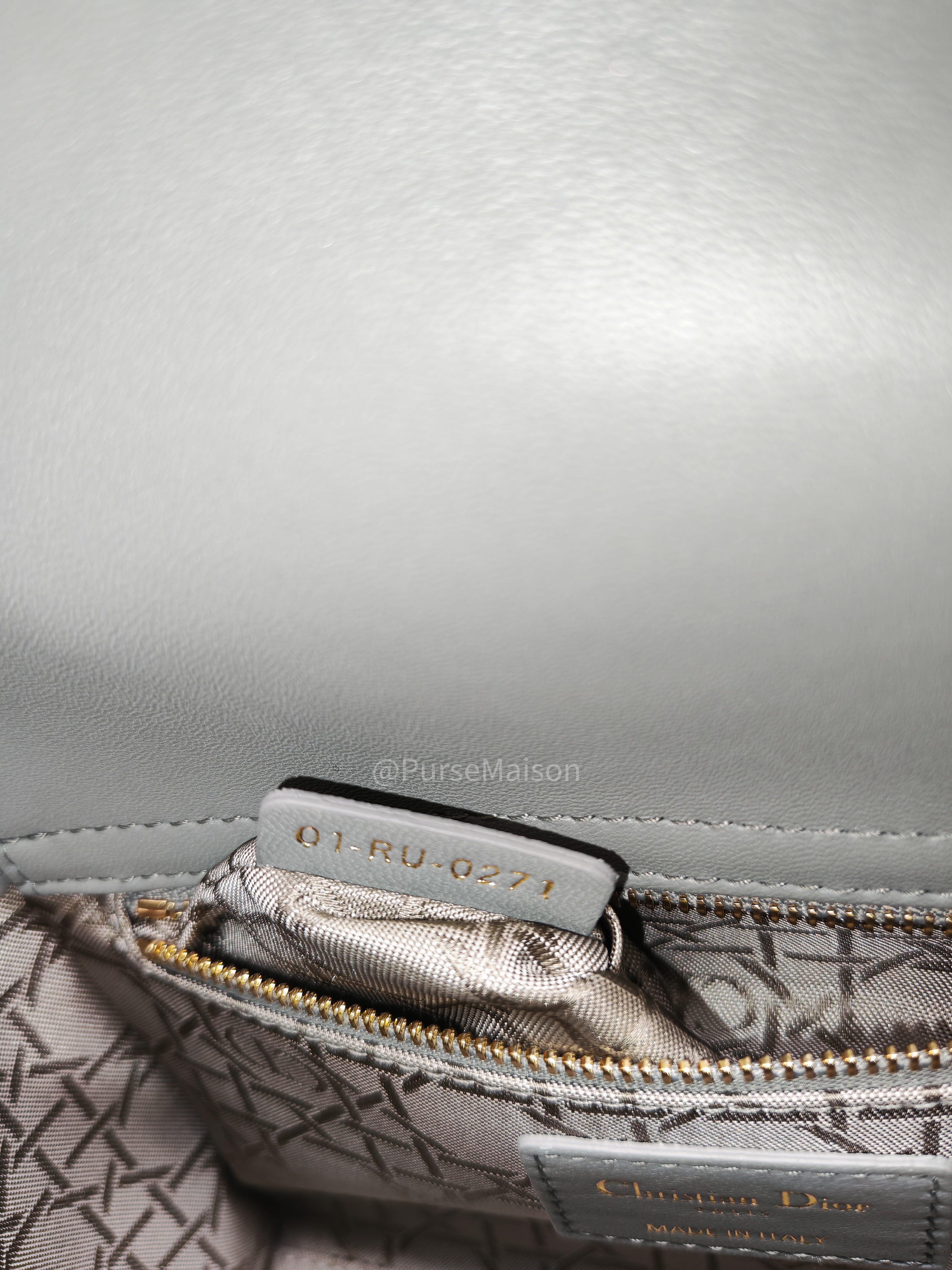 Christian Dior Lady My ABCDior Small in Stone Gray Lambskin Cannage Leather Light Gold Hardware | Purse Maison Luxury Bags Shop