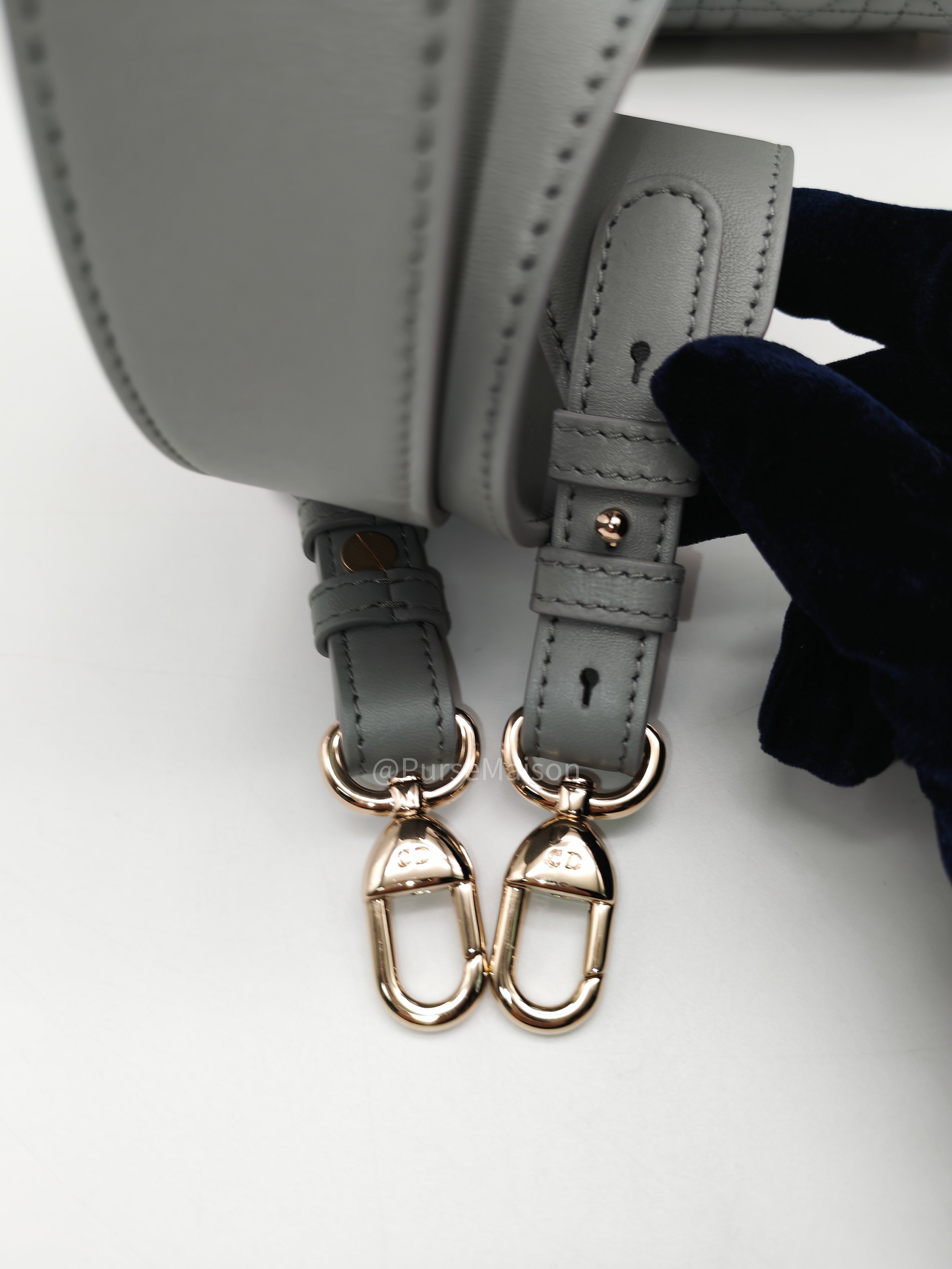 Christian Dior Lady My ABCDior Small in Stone Gray Lambskin Cannage Leather Light Gold Hardware | Purse Maison Luxury Bags Shop