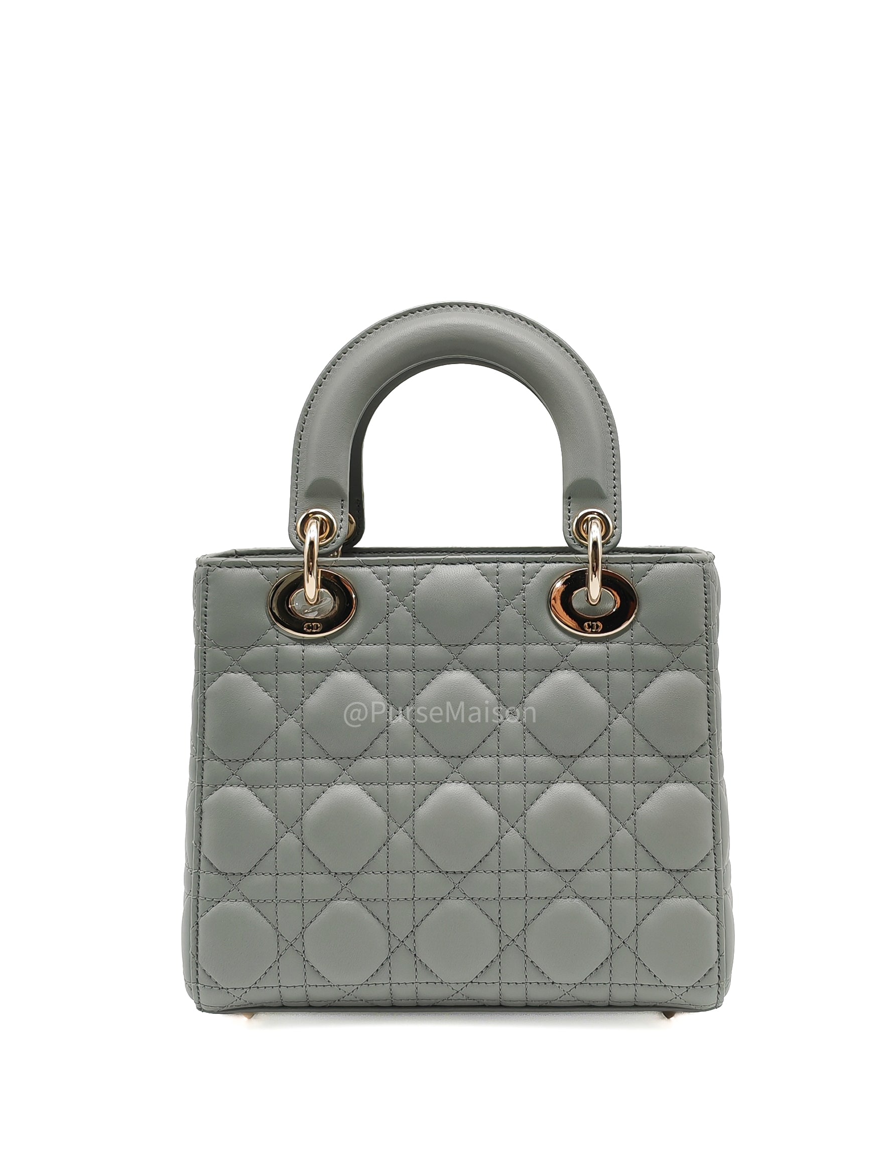 Christian Dior Lady My ABCDior Small in Stone Gray Lambskin Cannage Leather Light Gold Hardware | Purse Maison Luxury Bags Shop