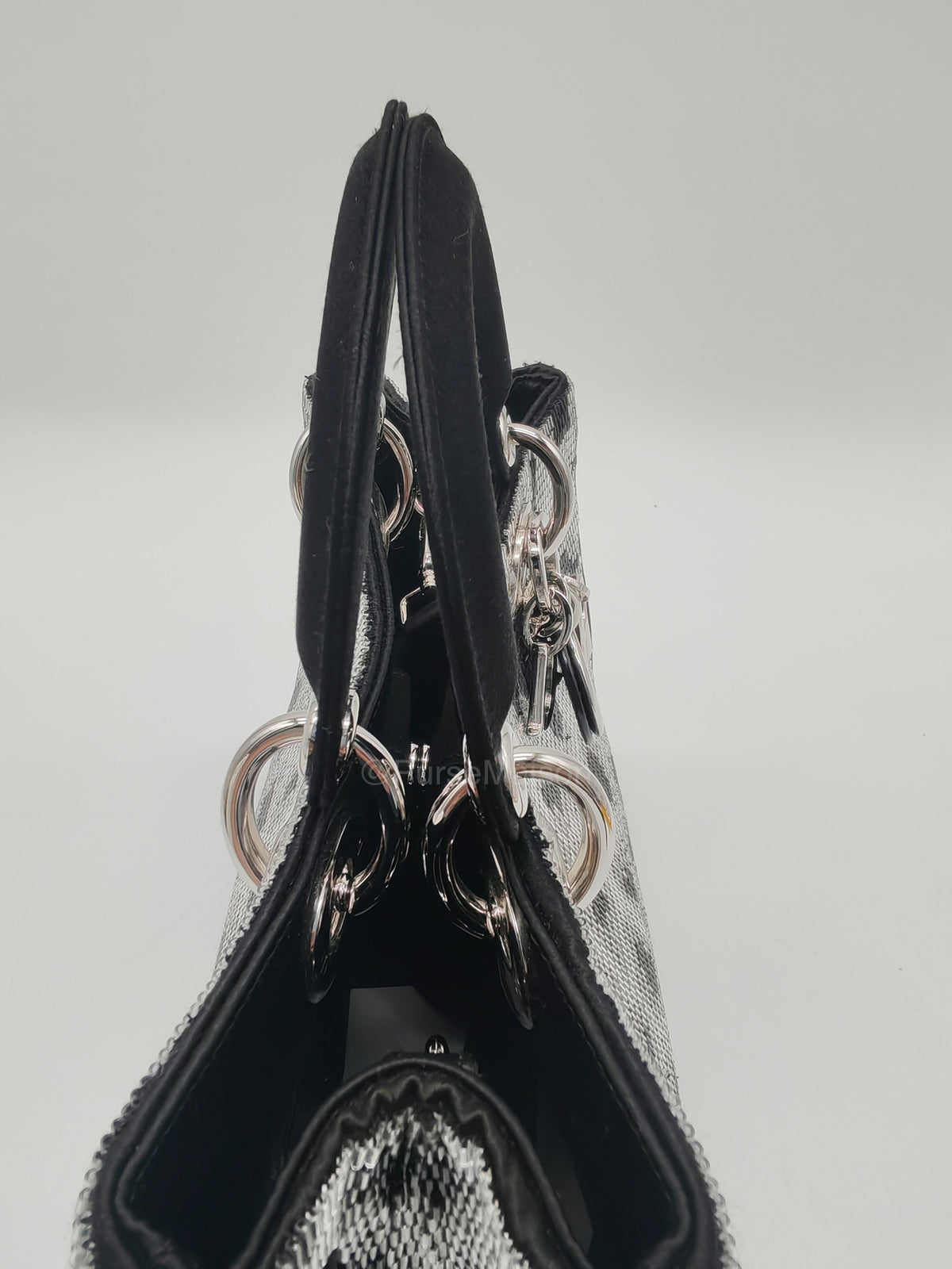 Christian Dior Leopard Lady Dior in Black and Gray Wool Sequin Leather and Silver Hardware | Purse Maison Luxury Bags Shop