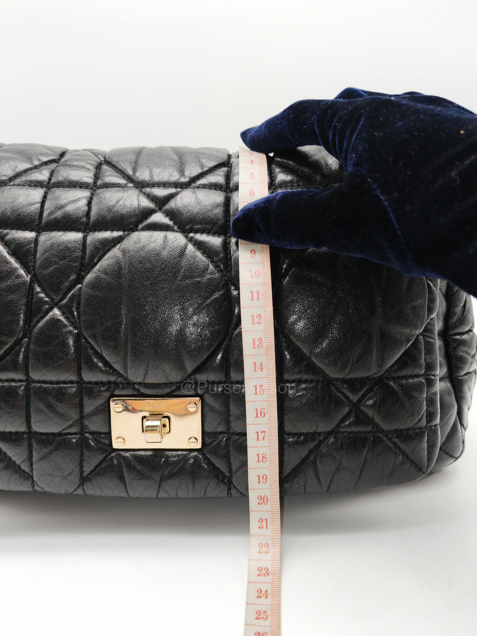 Christian Dior Milly La Foret Shoulder Bag in Black Quilted Cannage Lambskin Leather and Light Gold Hardware | Purse Maison Luxury Bags Shop