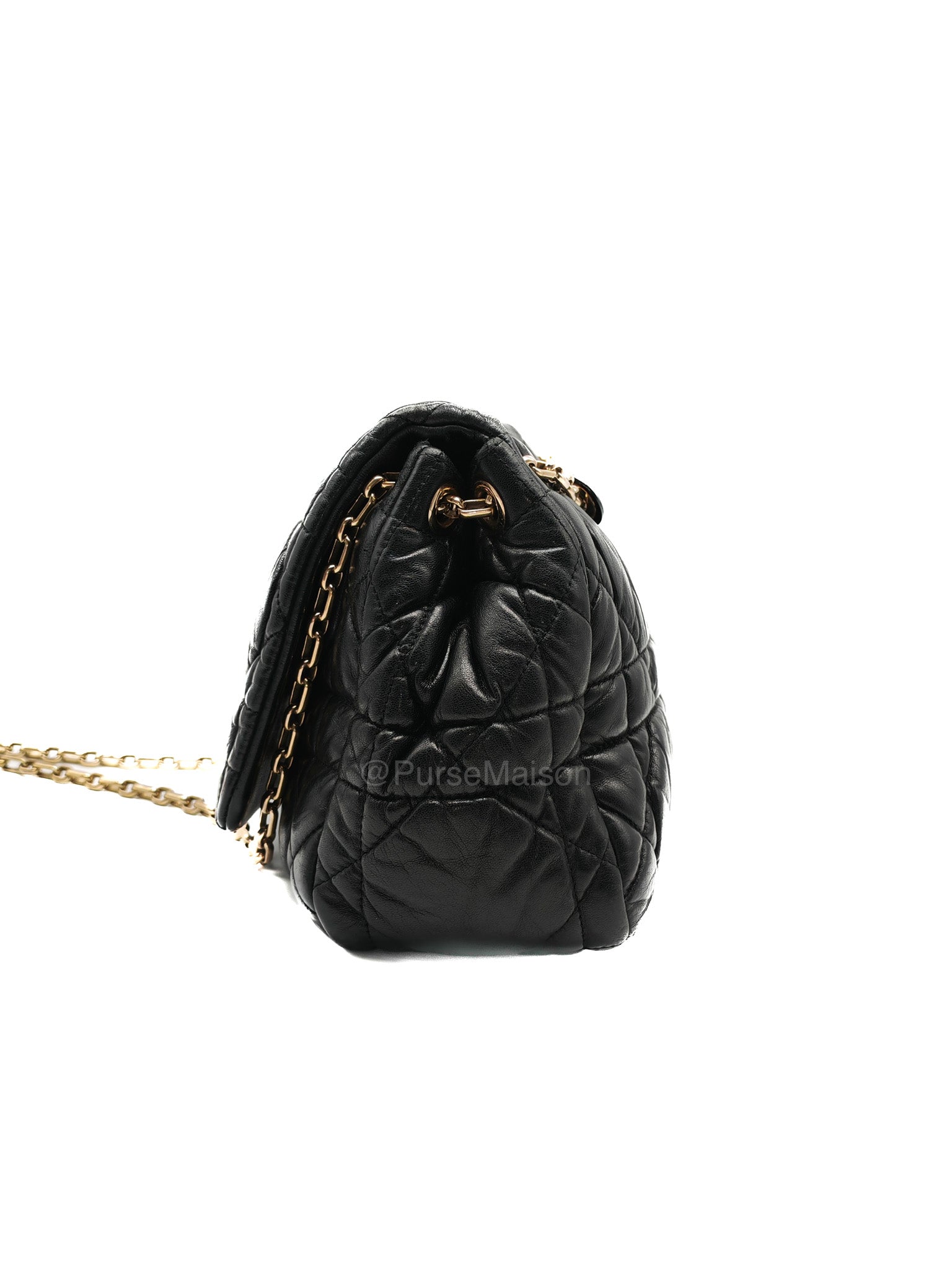 Christian Dior Milly La Foret Shoulder Bag in Black Quilted Cannage Lambskin Leather and Light Gold Hardware | Purse Maison Luxury Bags Shop