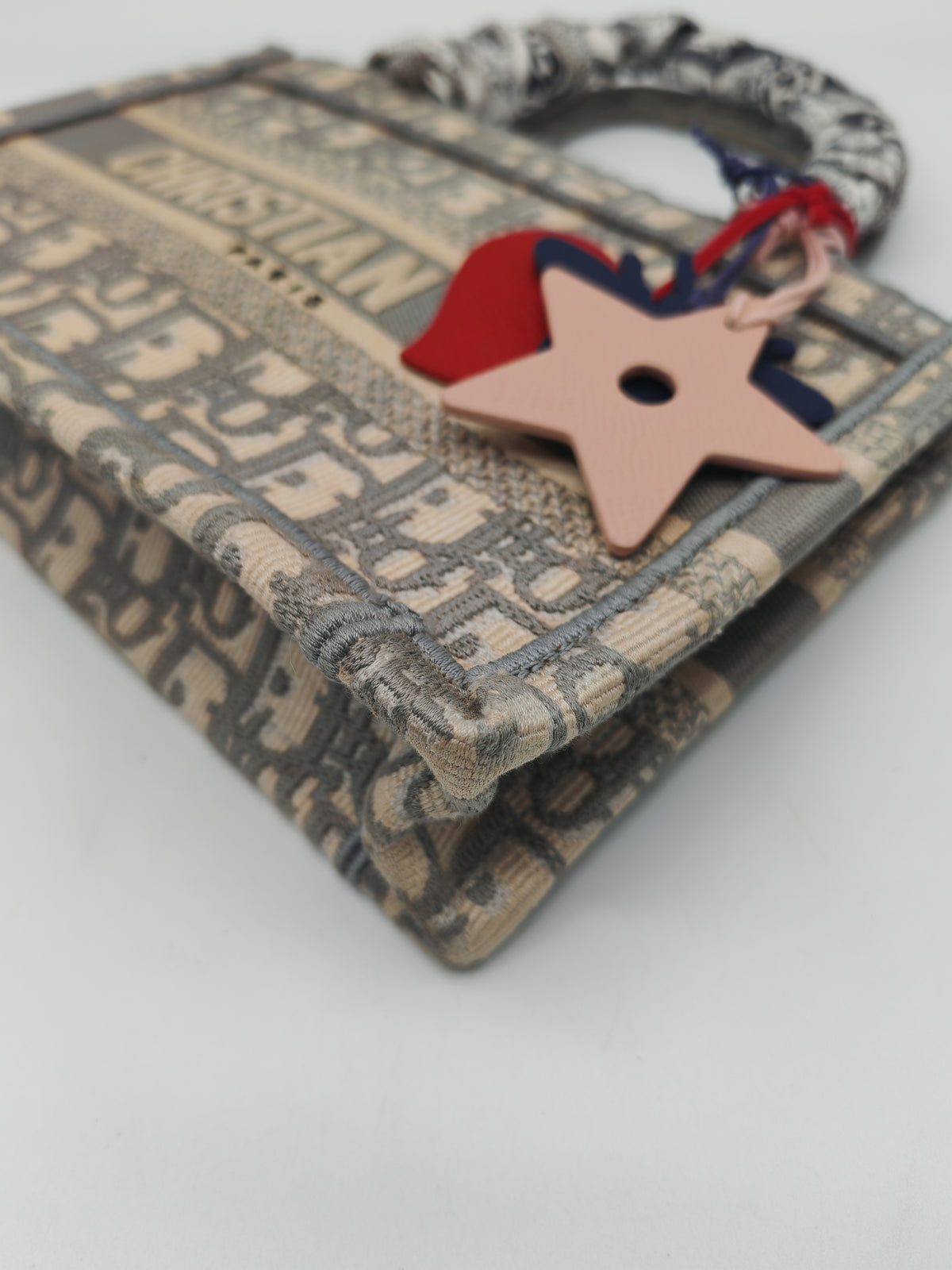 Christian Dior Mini Book Tote in Gray Oblique Embroidery Canvas | Purse Maison Luxury Bags Shop