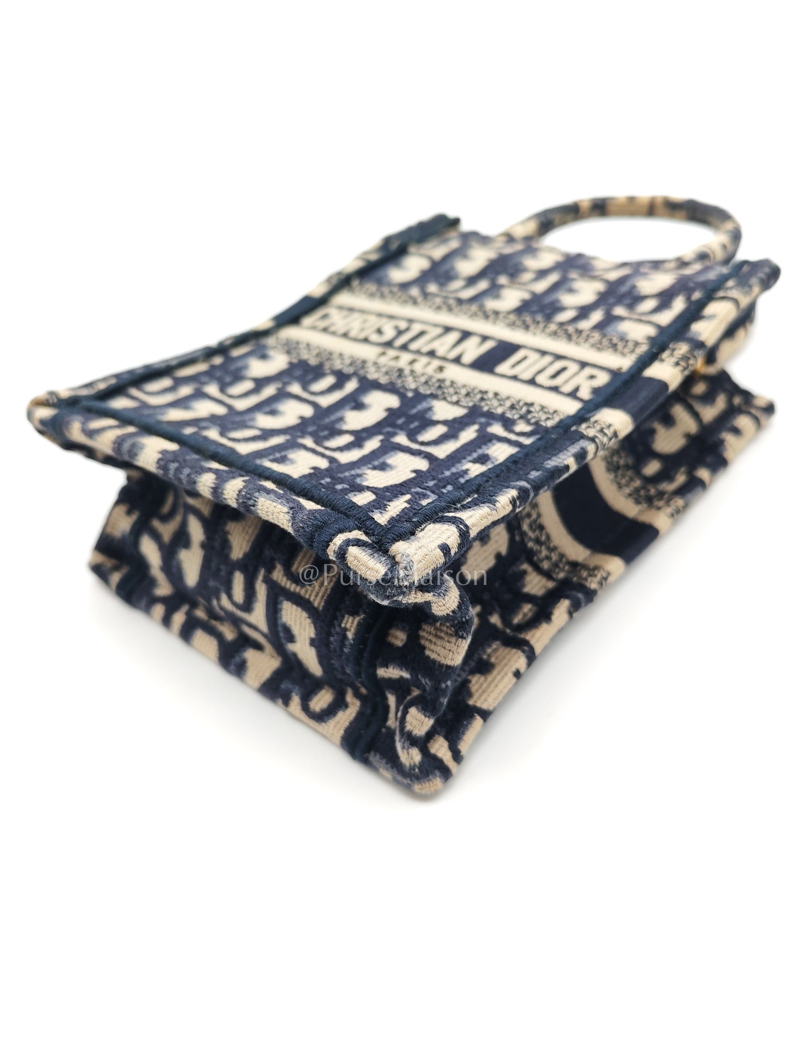 Christian Dior Mini Booktote Phone Bag in Blue Oblique Jacquard Canvas | Purse Maison Luxury Bags Shop