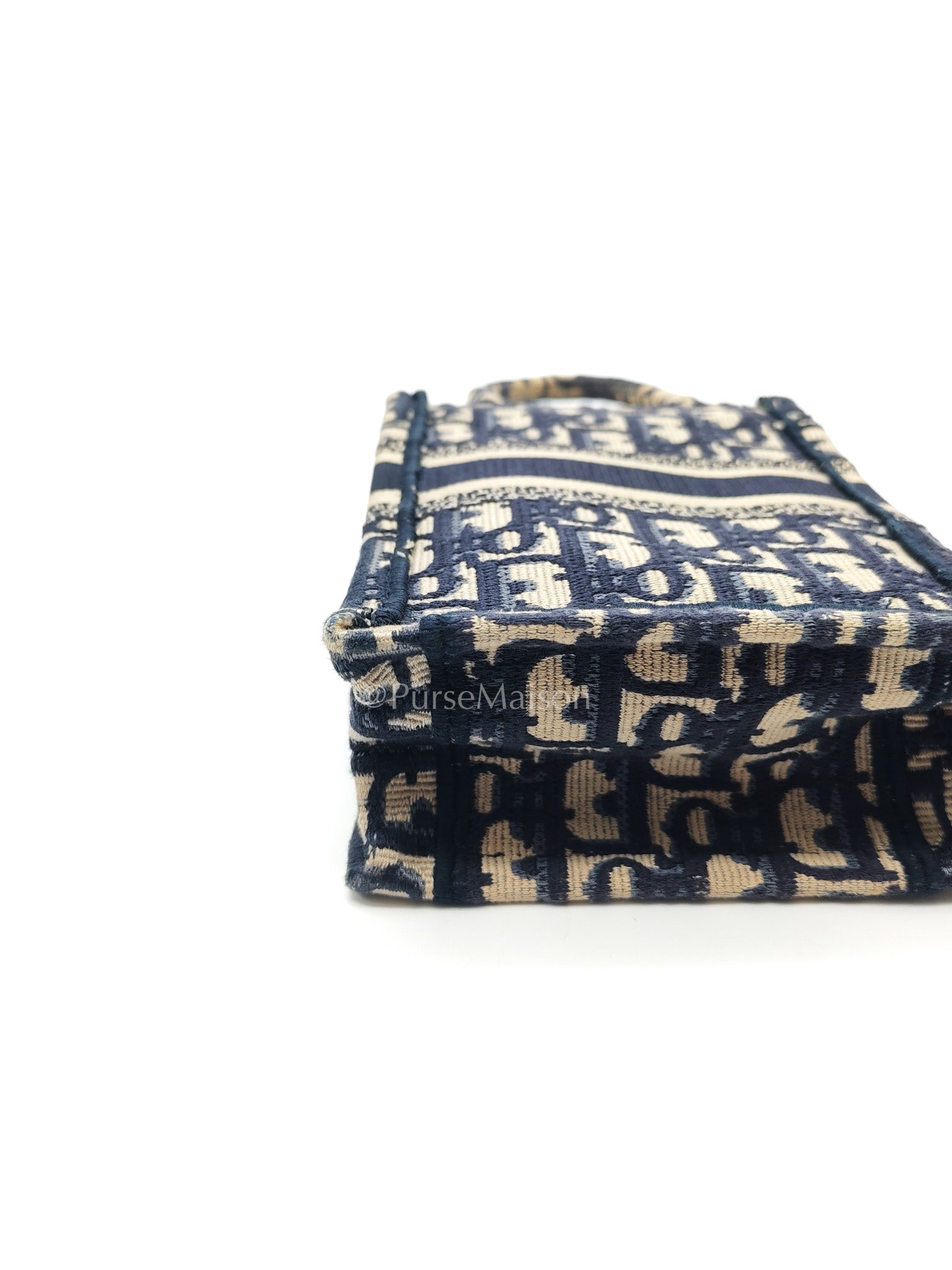 Christian Dior Mini Booktote Phone Bag in Blue Oblique Jacquard Canvas | Purse Maison Luxury Bags Shop