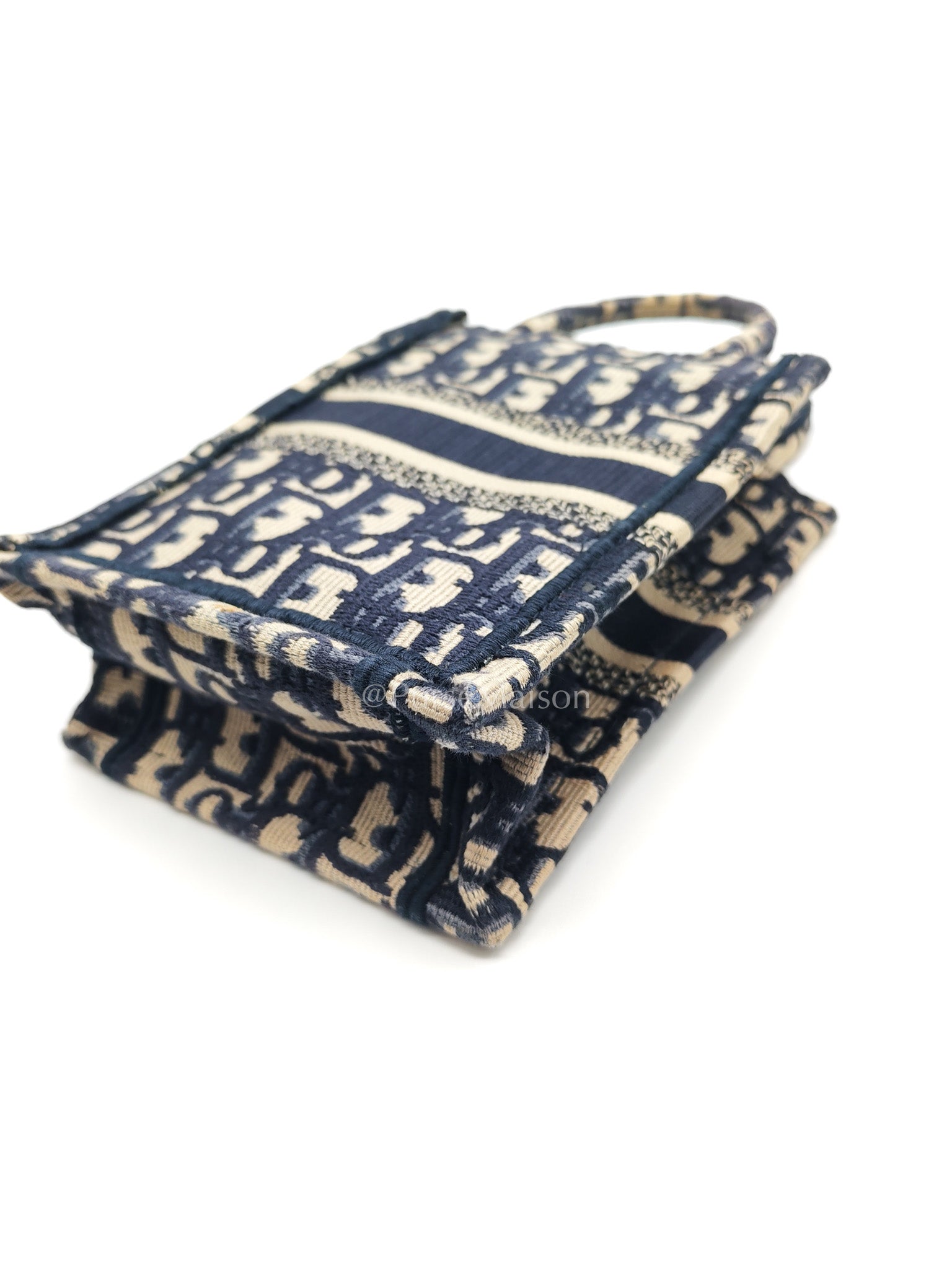 Christian Dior Mini Booktote Phone Bag in Blue Oblique Jacquard Canvas | Purse Maison Luxury Bags Shop
