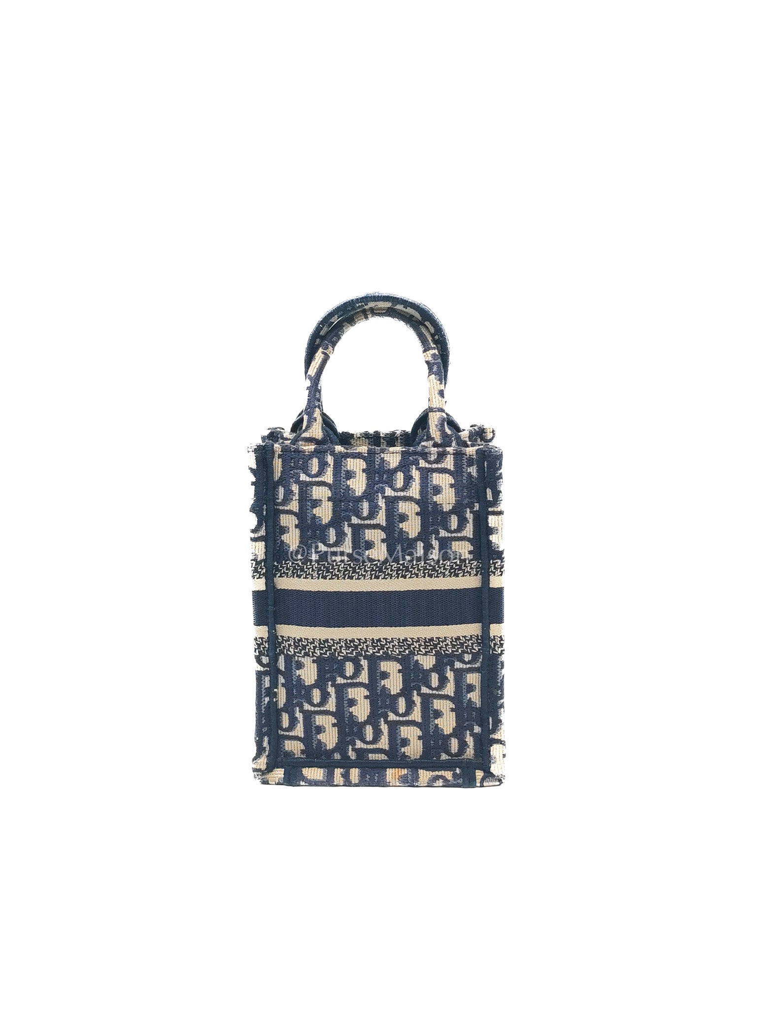 Christian Dior Mini Booktote Phone Bag in Blue Oblique Jacquard Canvas | Purse Maison Luxury Bags Shop