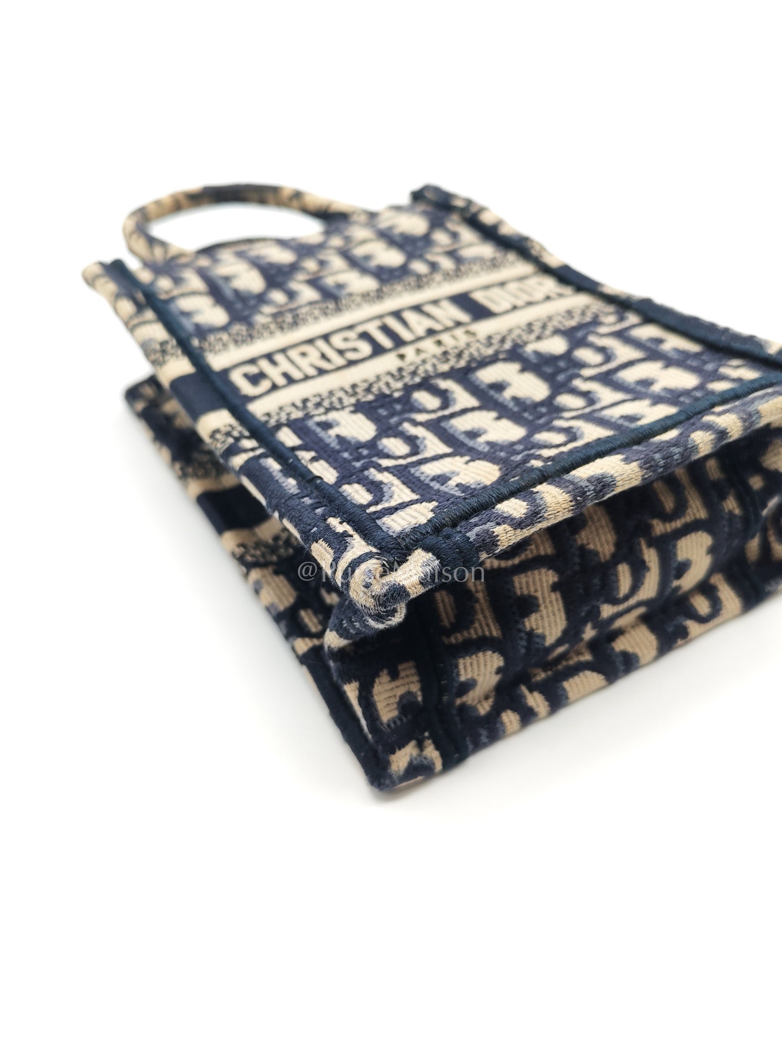 Christian Dior Mini Booktote Phone Bag in Blue Oblique Jacquard Canvas | Purse Maison Luxury Bags Shop