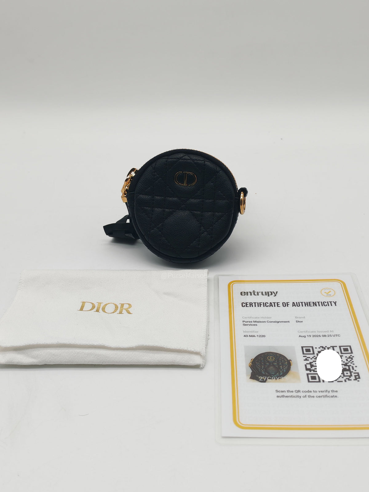 Christian Dior Mini Caro Coin Purse in Black Cannage Quilted Leather Gold Hardware | Purse Maison Luxury Bags Shop