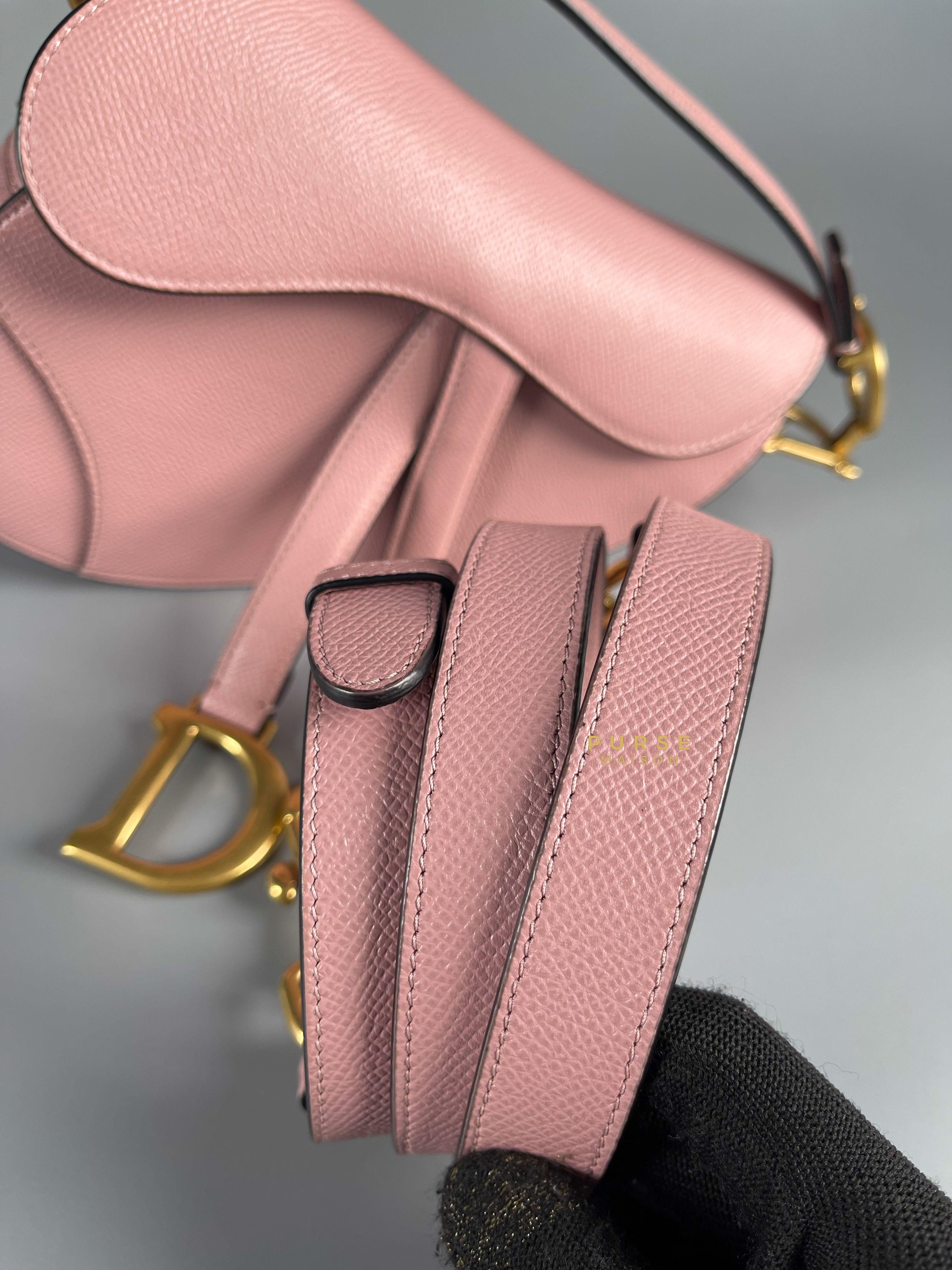 Christian Dior Mini Saddle Blush Pink Grained Calfskin