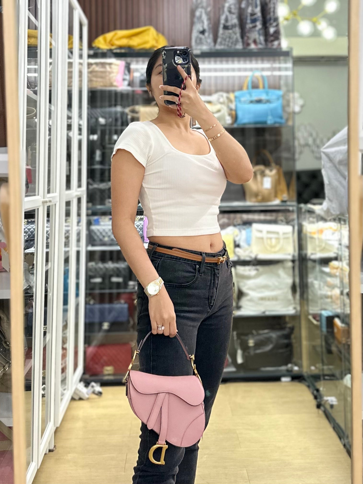 Christian Dior Mini Saddle Blush Pink Grained Calfskin Leather | Purse Maison Luxury Bags Shop