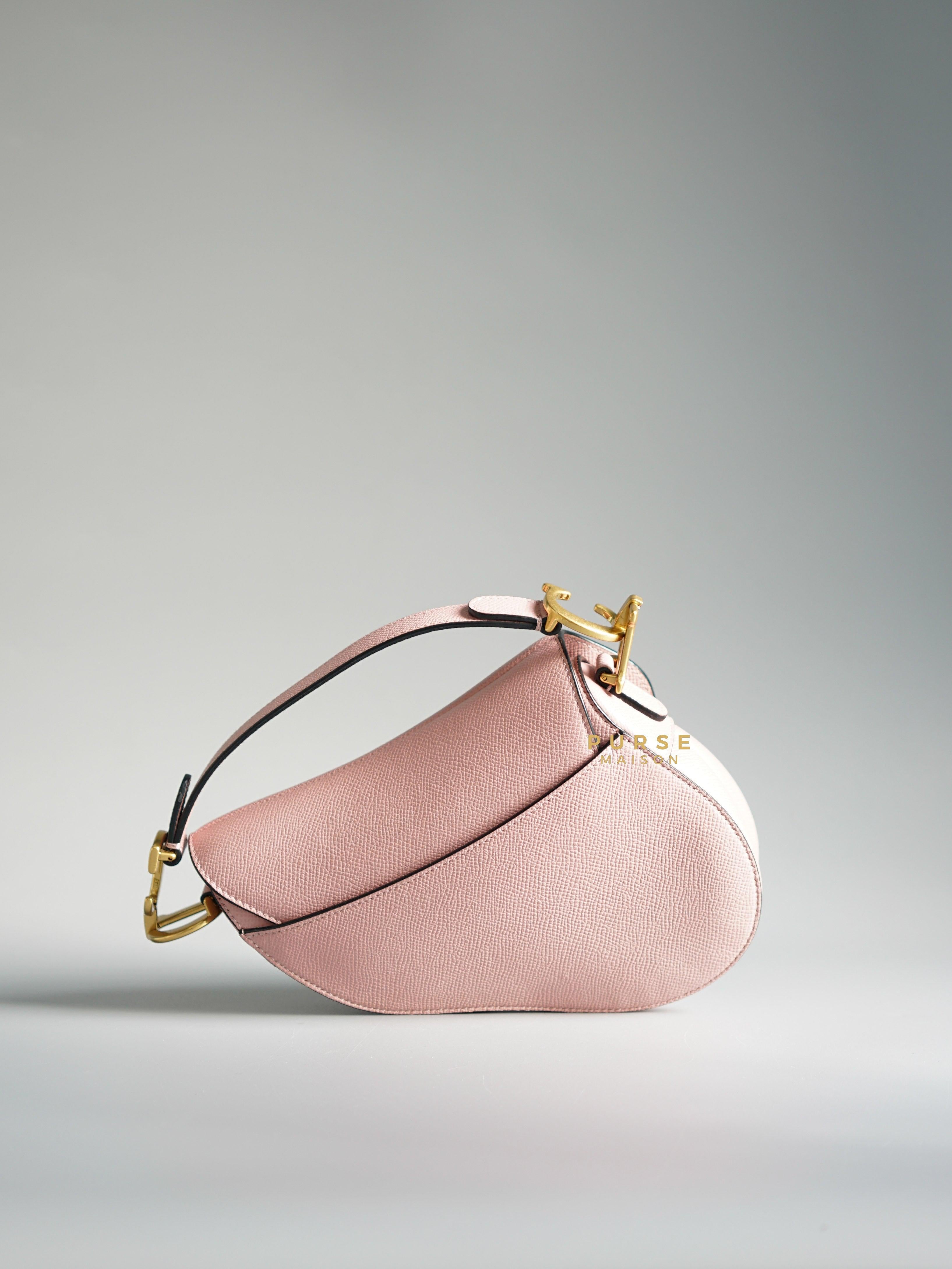 Christian Dior Mini Saddle Blush Pink Grained Calfskin Leather | Purse Maison Luxury Bags Shop