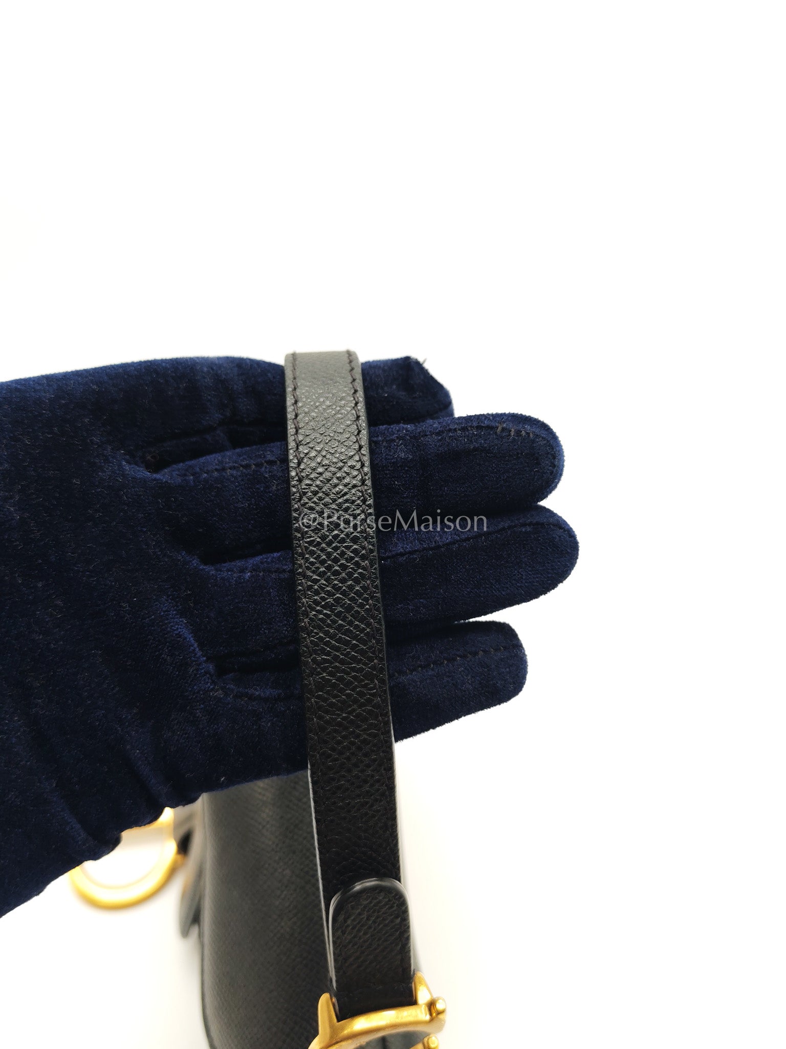 Christian Dior Mini Saddle in Black Grained Leather Top Handle Bag | Purse Maison Luxury Bags Shop