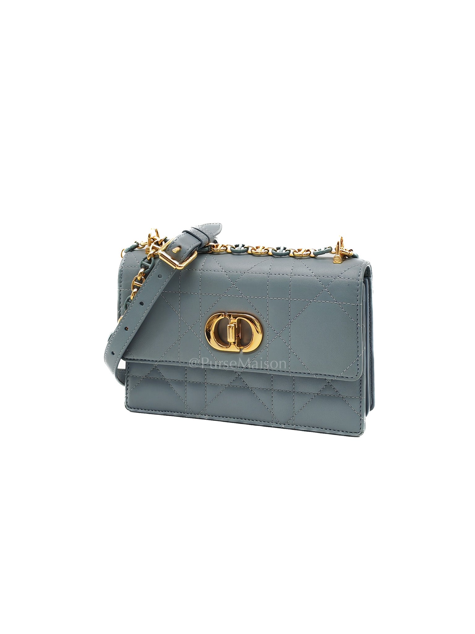 Miss Caro Mini Shoulder Bag in Cloud Blue Lambskin Leather Gold Hardware | Purse Maison Luxury Bags Shop