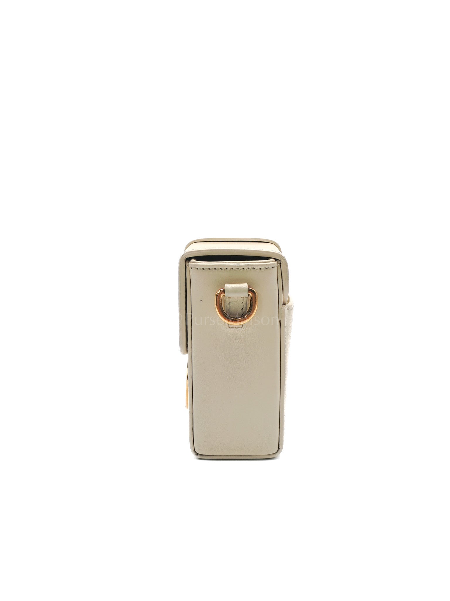 Montaigne Box Bag in Off-White Lambskin Leather and Gold Hardware Shoulder Bag | Purse Maison Luxury Bags Shop