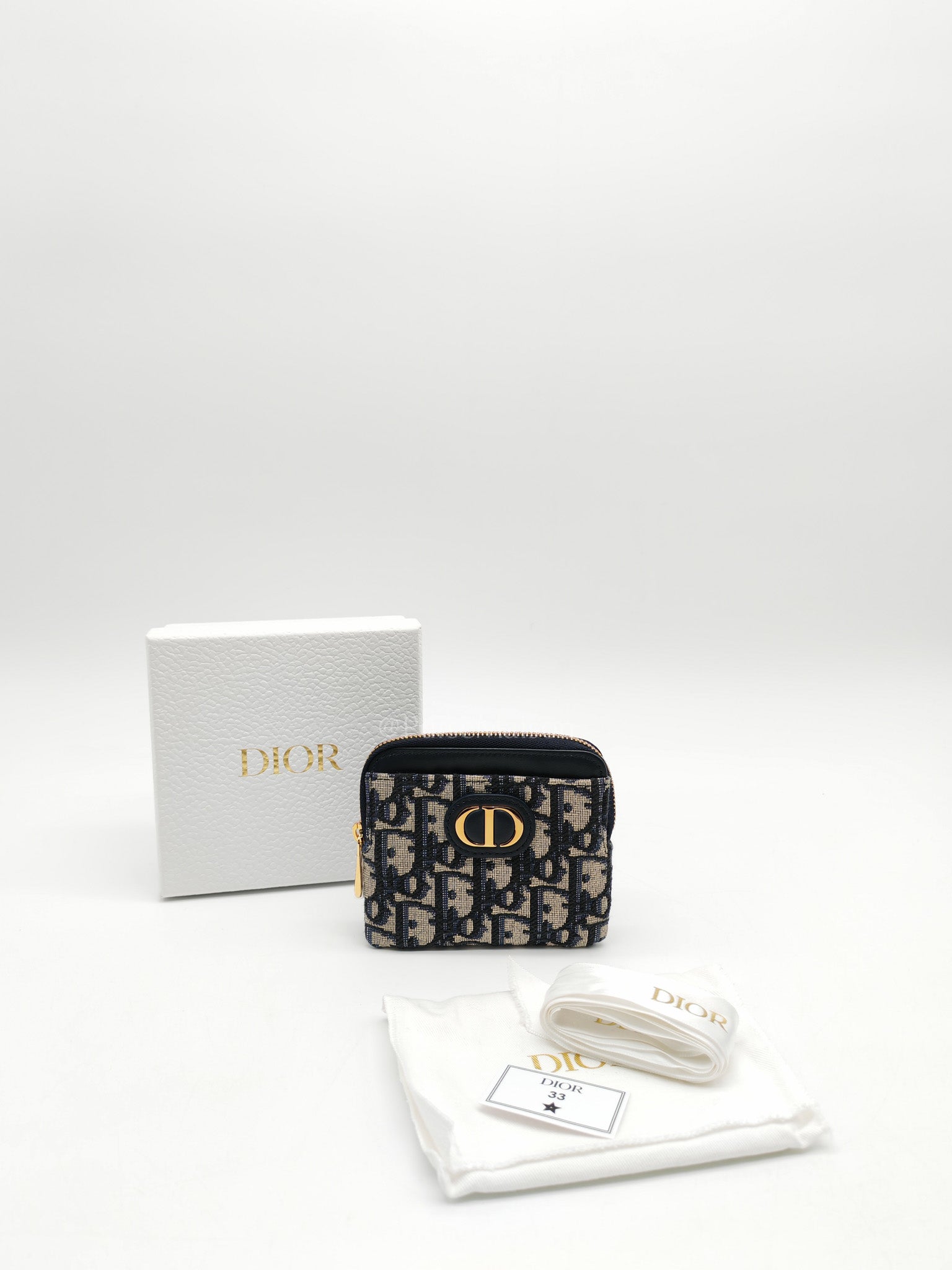 Christian Dior Montaigne Lavender Wallet Blue Oblique Jacquard Zip Card Holder Wallet | Purse Maison Luxury Bags Shop