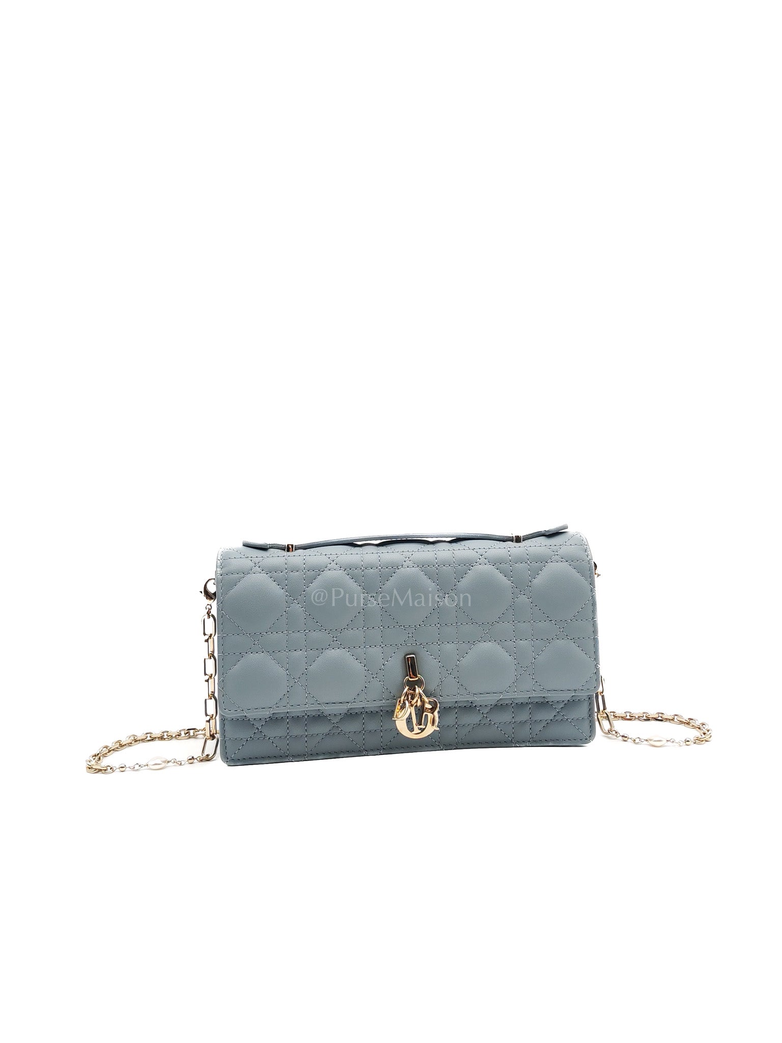 My Dior Mini Top Handle Bag in Cloud Blue Cannage Lambskin Leather Light Gold Hardware | Purse Maison Luxury Bags Shop