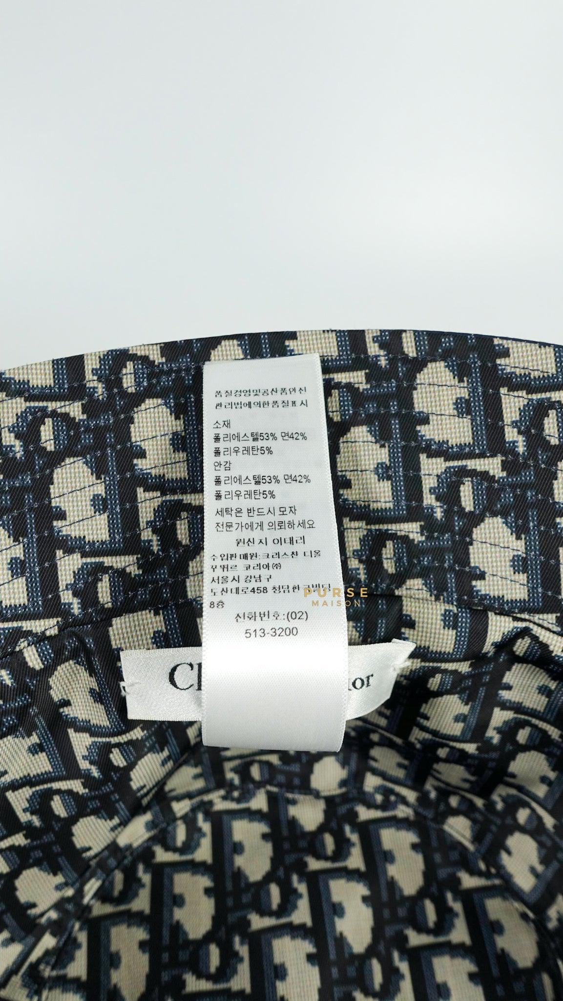 Christian Dior Oblique Reversible Teddy-D Brim Bucket Hat Size 58