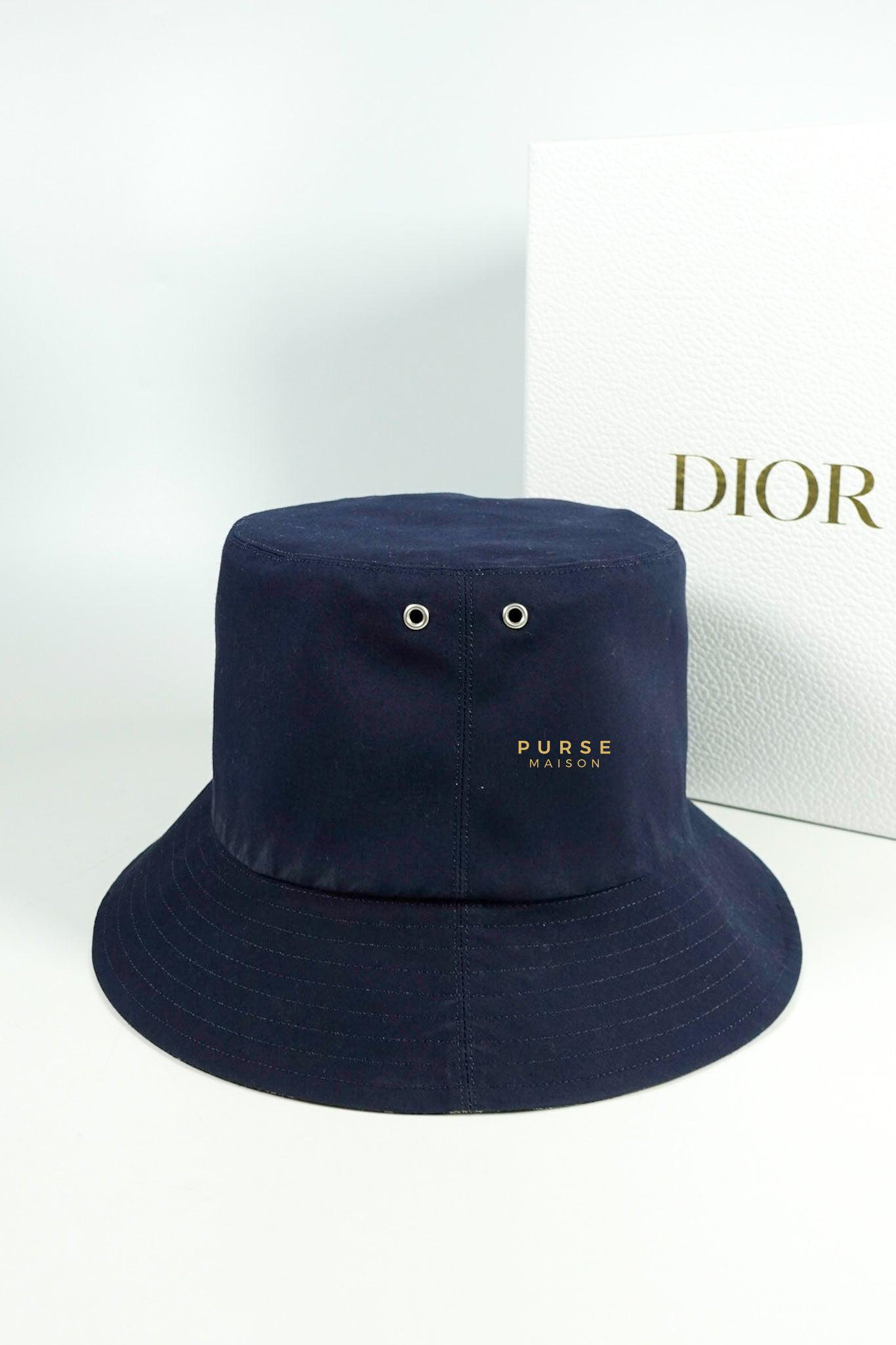 Christian Dior Oblique Reversible Teddy D Brim Bucket Hat Size 58