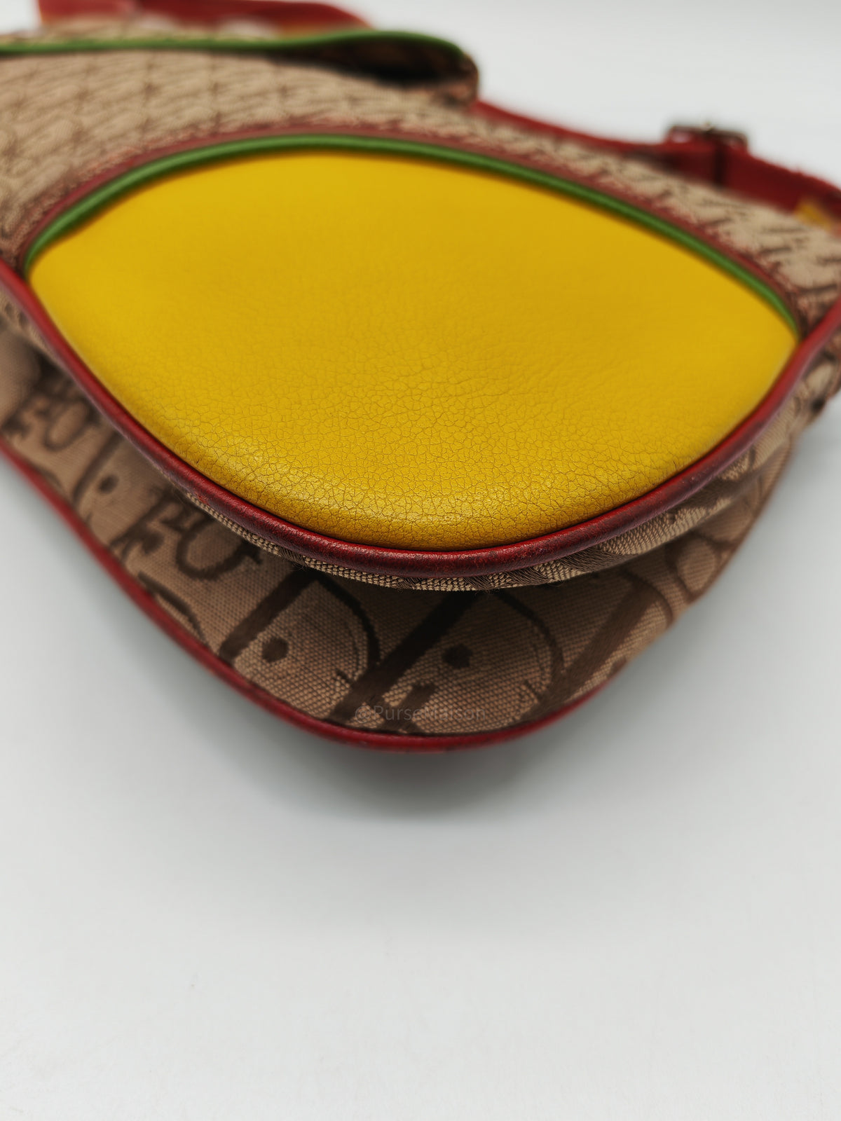 Christian Dior Rasta Trotter Double Saddle Bag in Beige Monogram Canvas with Yellow and Rasta-Colored Accents | Purse Maison Luxury Bags Shop