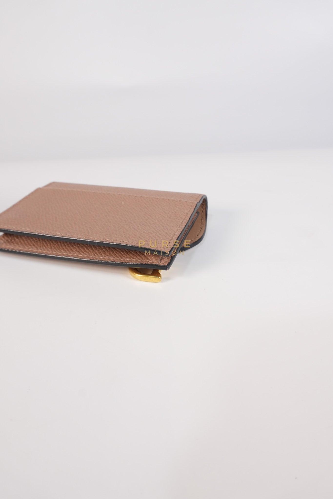 Saddle Bloom Flap Card Holder in Beige | Purse Maison Luxury Bags Shop