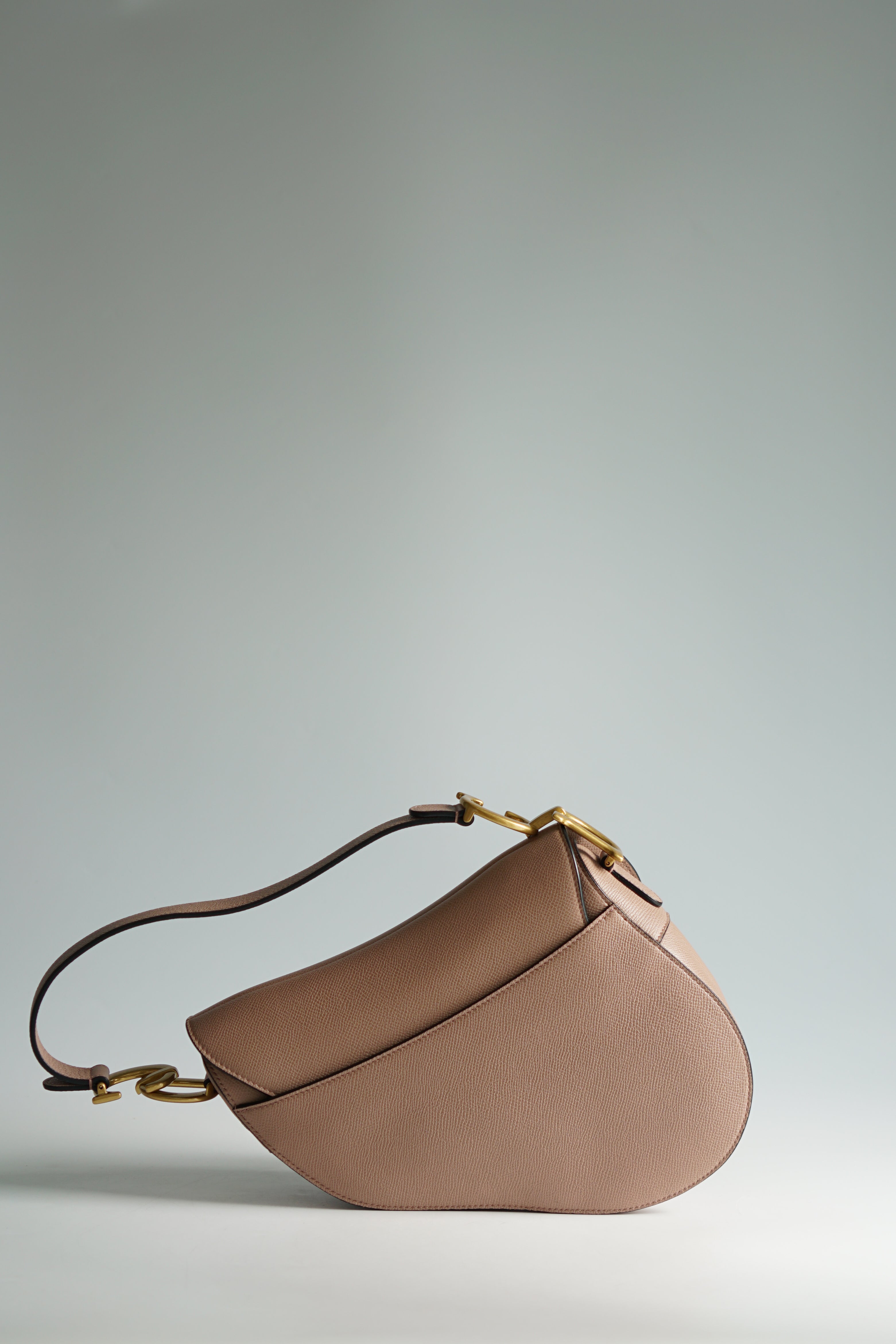 Saddle Bag with Strap Blush Grained Calfskin