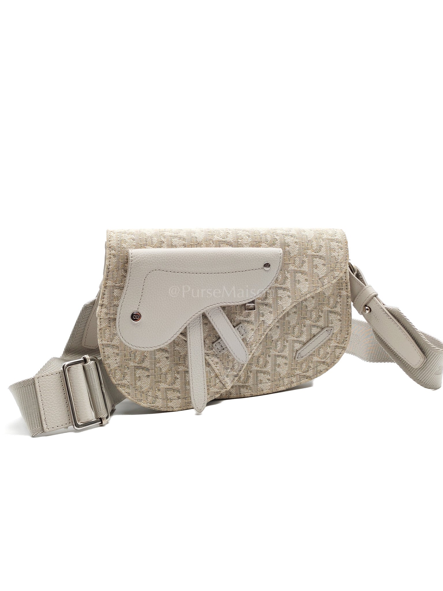 Saddle Clutch Bag in Cream Oblique Canvas Two Way Bag | Purse Maison Luxury Bags Shop