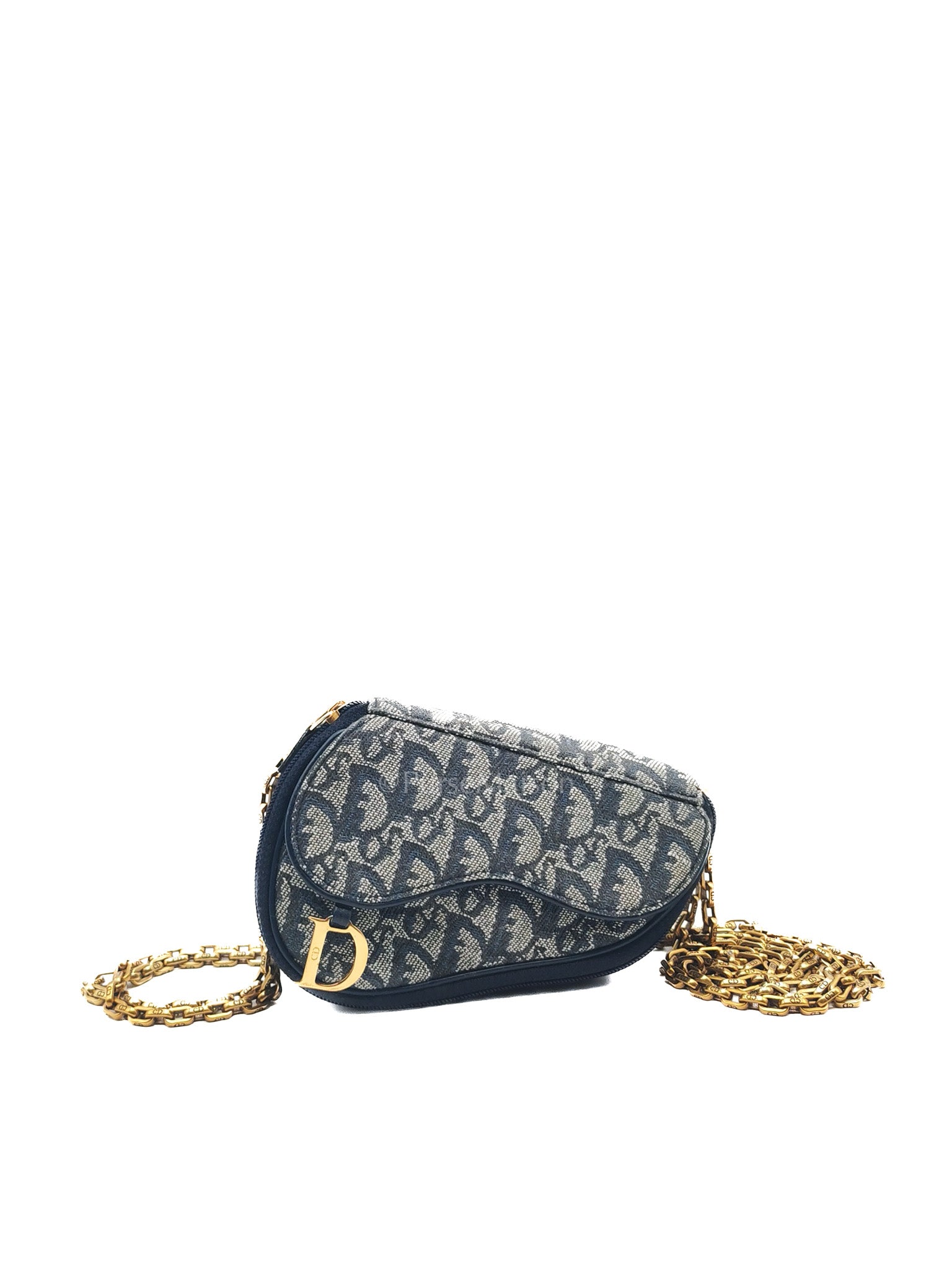 Christian Dior Saddle Pouch in Navy Blue Trotter Canvas | Purse Maison Luxury Bags Shop