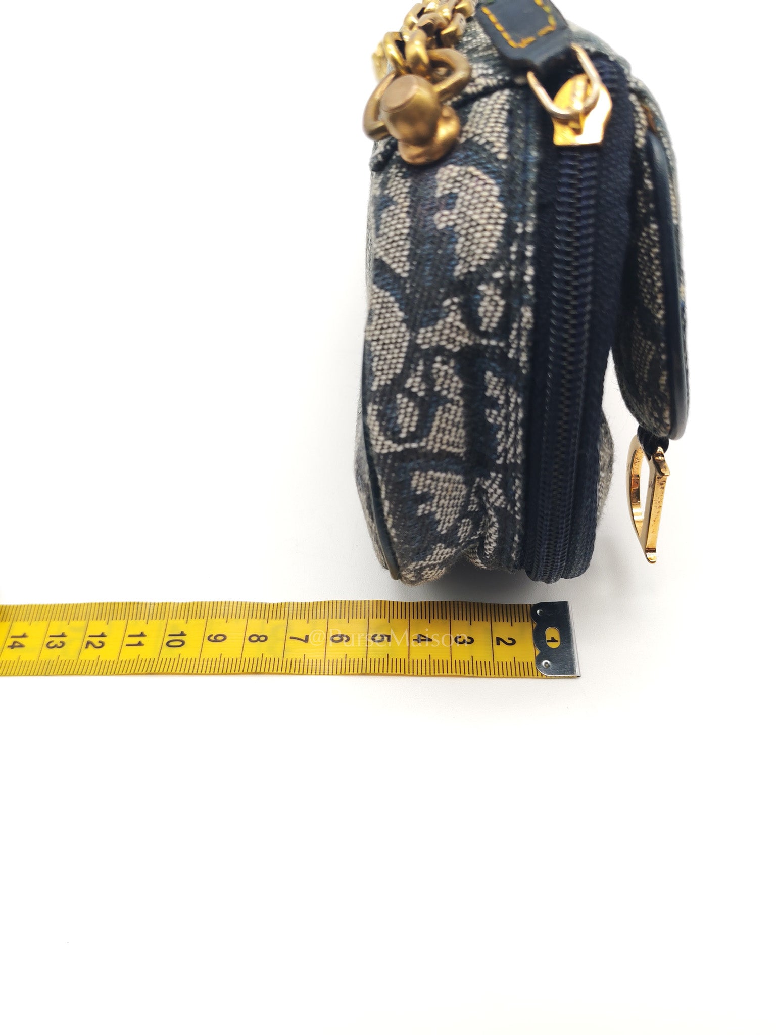 Christian Dior Saddle Pouch in Navy Blue Trotter Canvas | Purse Maison Luxury Bags Shop