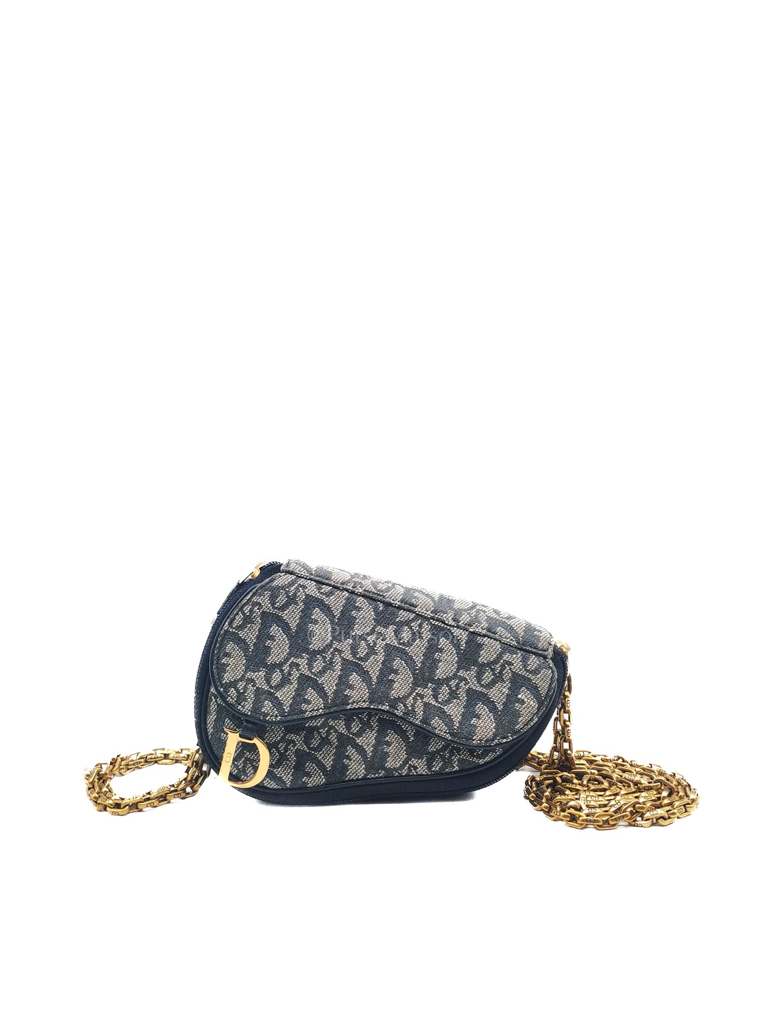 Christian Dior Saddle Pouch in Navy Blue Trotter Canvas | Purse Maison Luxury Bags Shop