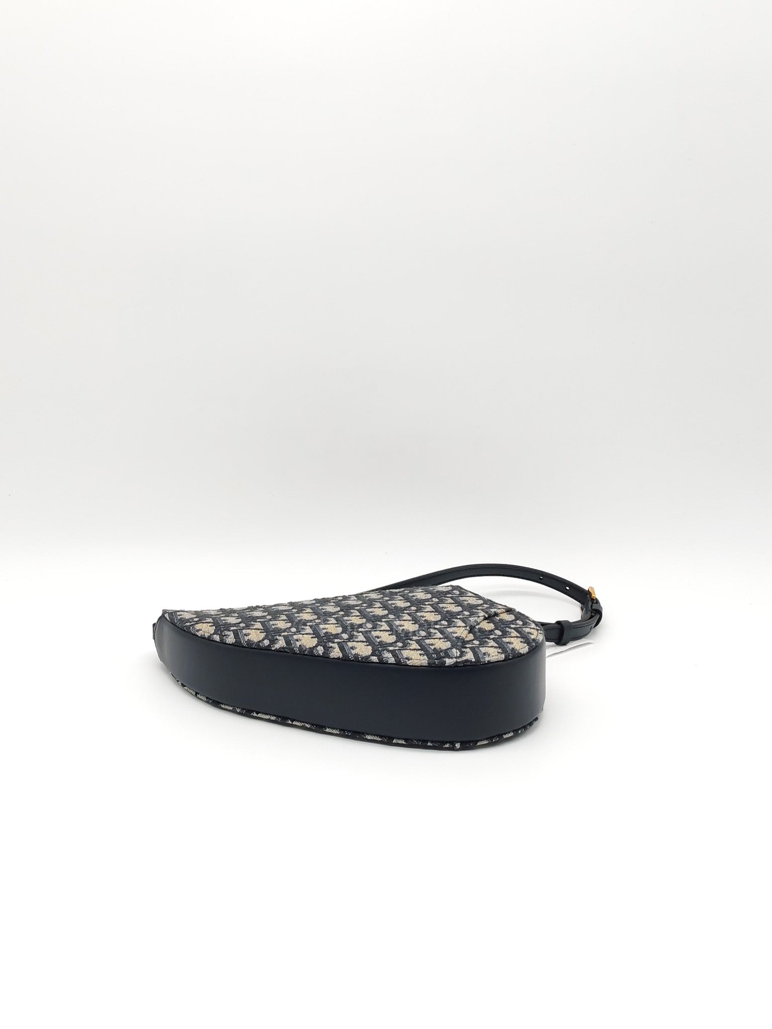 Christian Dior Saddle Rodeo Pouch in Blue Dior Oblique Jacquard Canvas and Aged Gold Hardware | Purse Maison Luxury Bags Shop