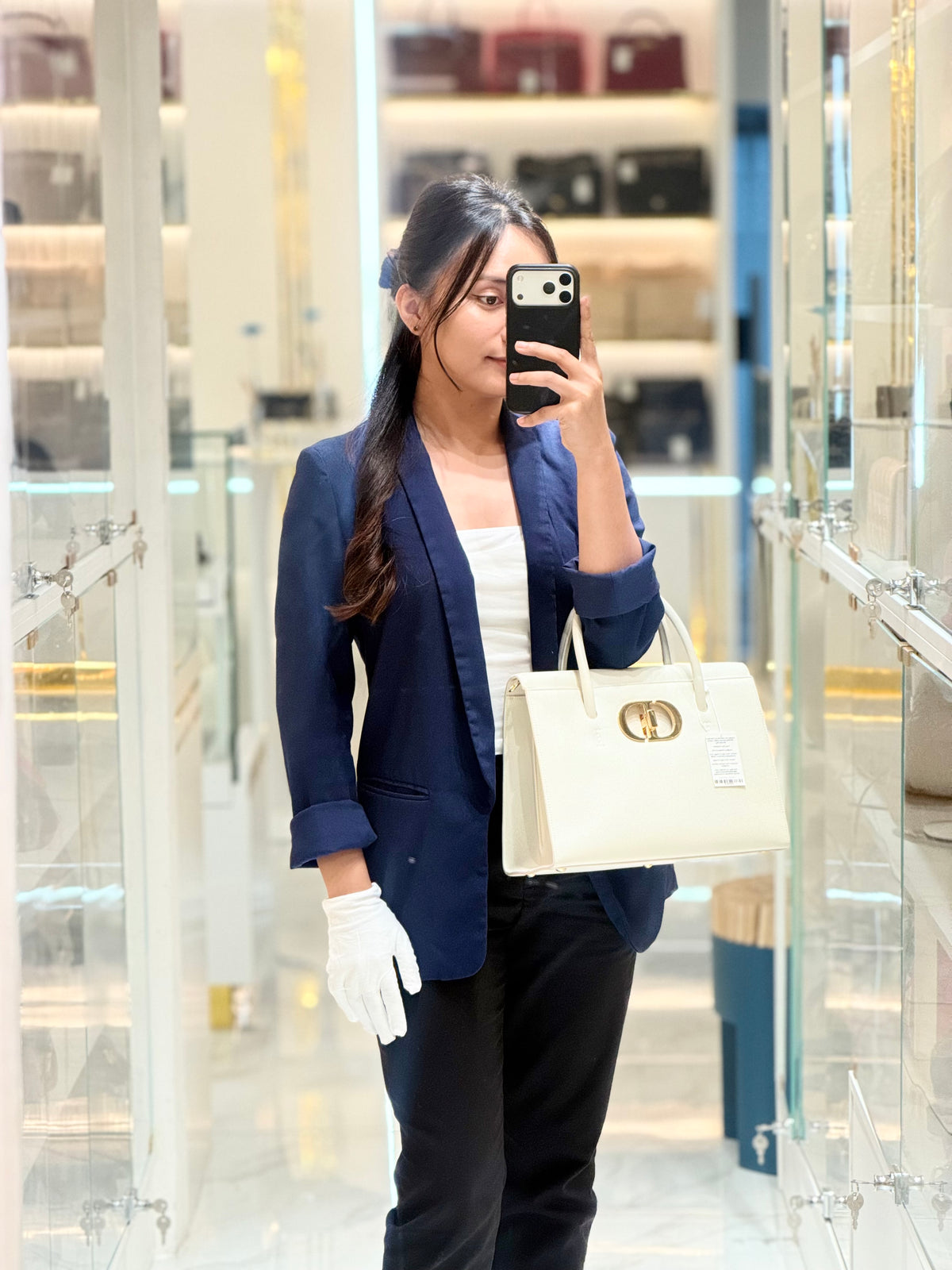 Christian Dior Saint Honore Tote Bag in Off White Grained Calfskin Leather Shoulder Bag | Purse Maison Luxury Bags Shop