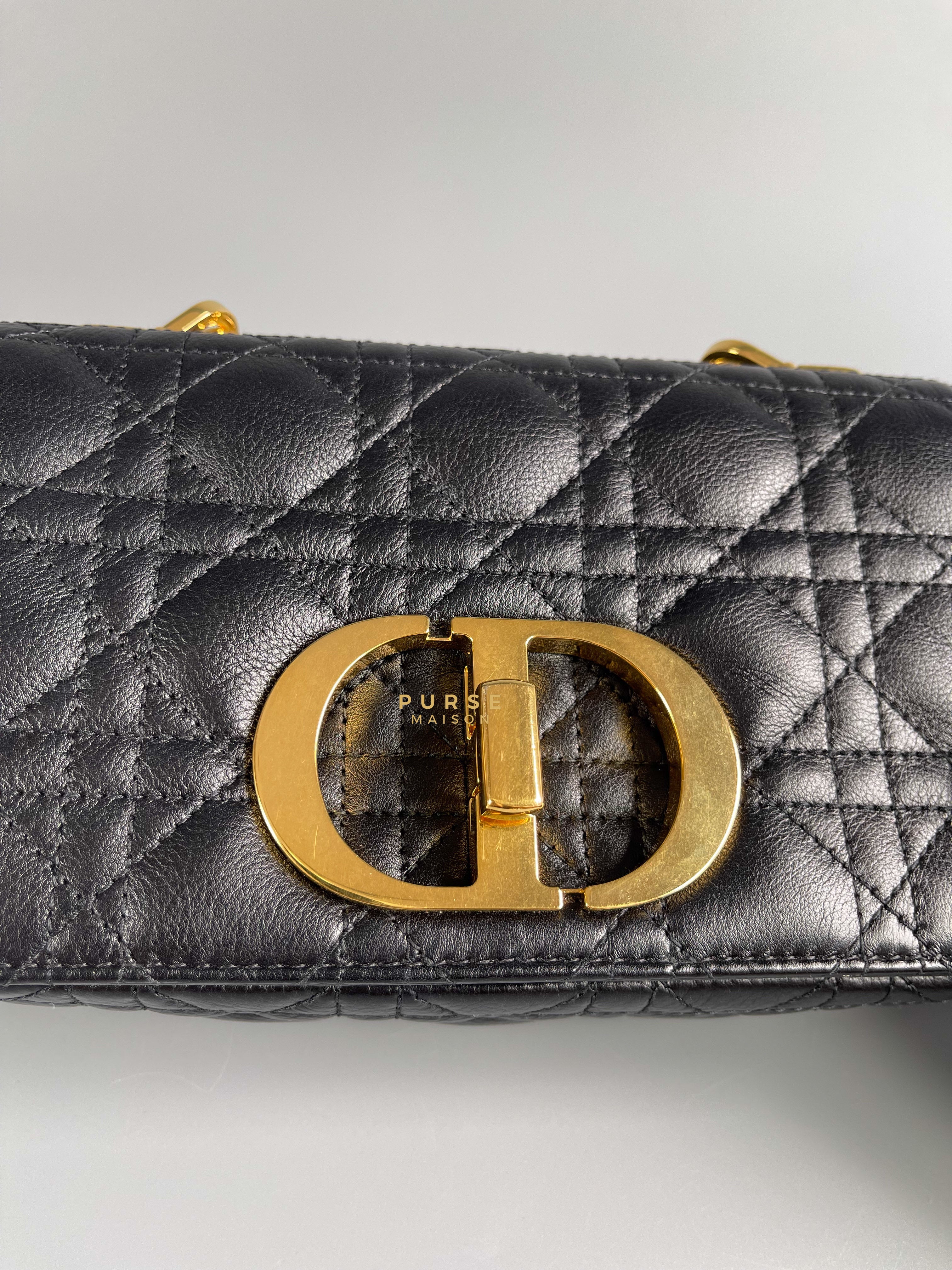 Christian Dior Small Caro Bag Black Quilt Calfskin Leather | Purse Maison Luxury Bags Shop