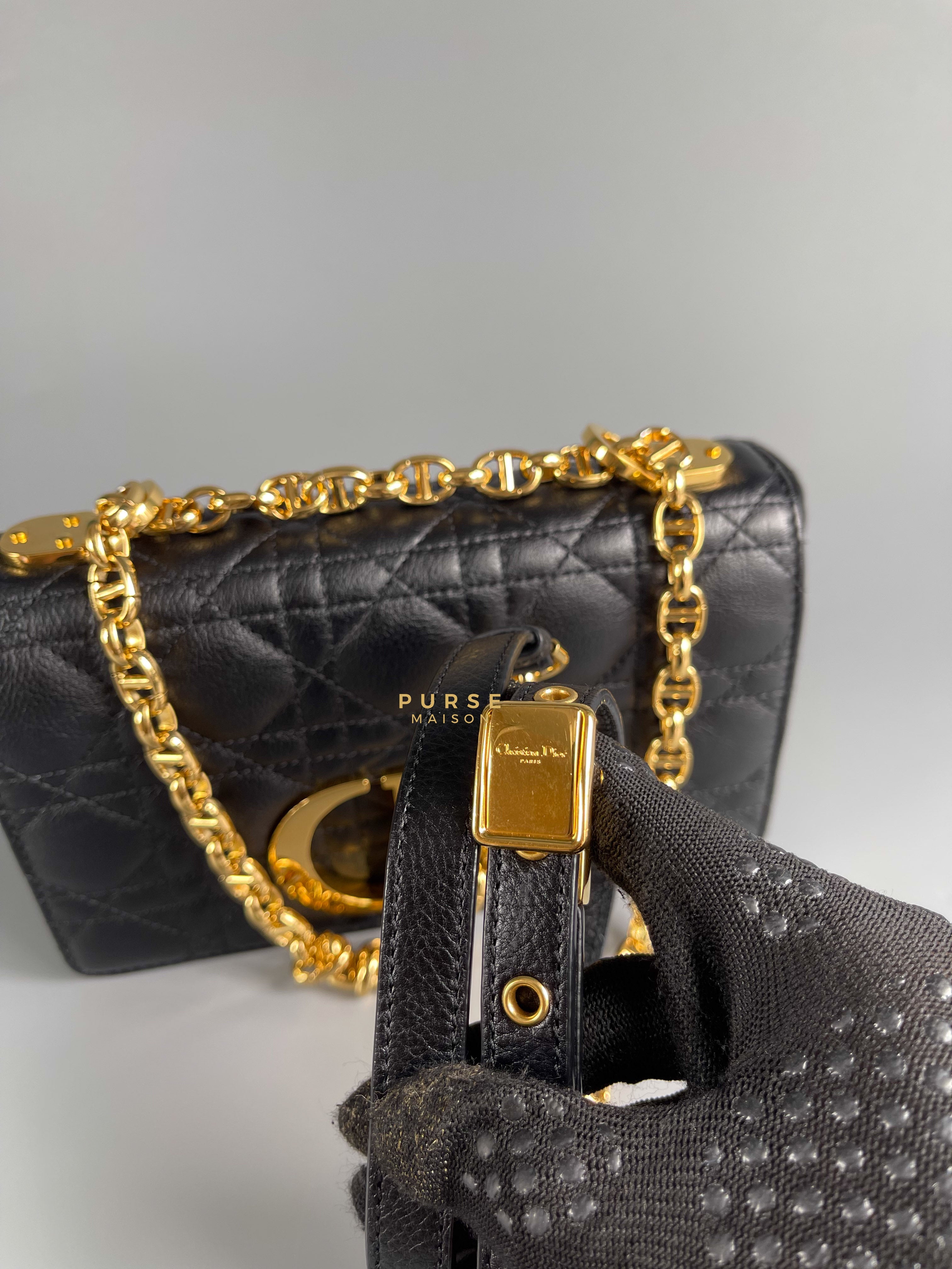 Christian Dior Small Caro Bag Black Quilt Calfskin Leather | Purse Maison Luxury Bags Shop