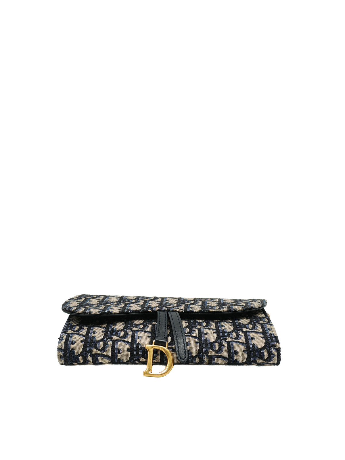 Christian Dior Small Saddle Pouch with Chain in Blue Dior Oblique Jacquard | Purse Maison Luxury Bags Shop