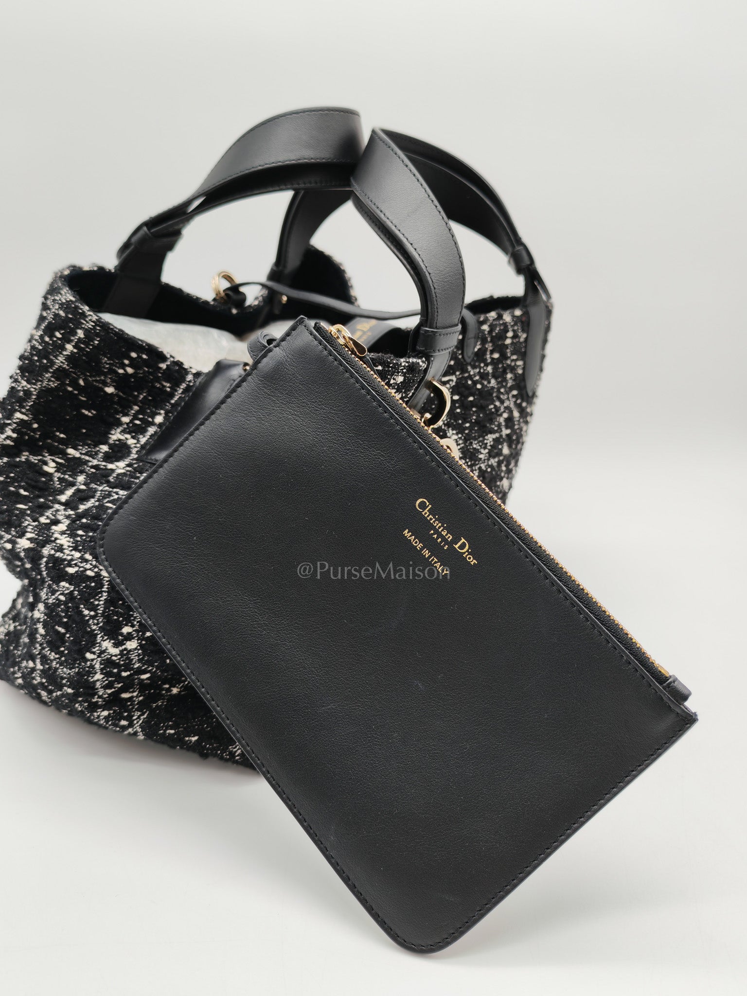 Toujours Medium in Black Calfskin and Tweed Canvas | Purse Maison Luxury Bags Shop