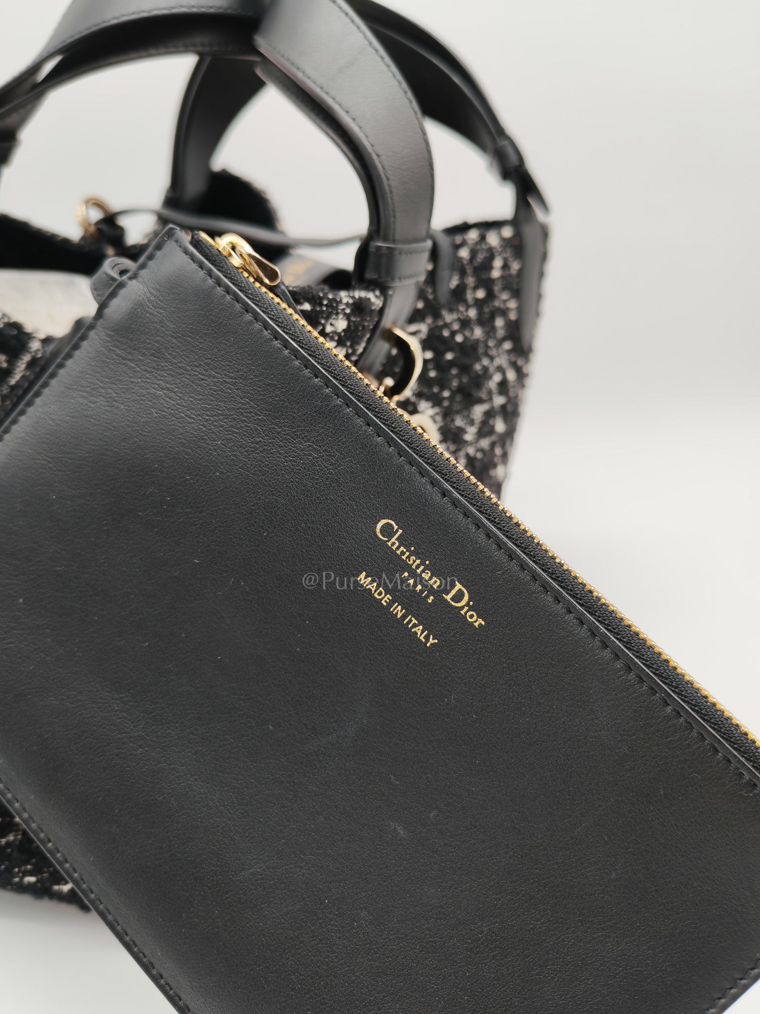 Toujours Medium in Black Calfskin and Tweed Canvas | Purse Maison Luxury Bags Shop
