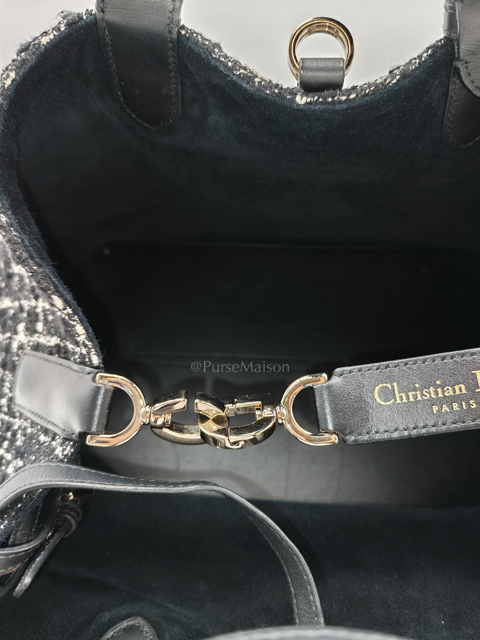 Toujours Medium in Black Calfskin and Tweed Canvas | Purse Maison Luxury Bags Shop