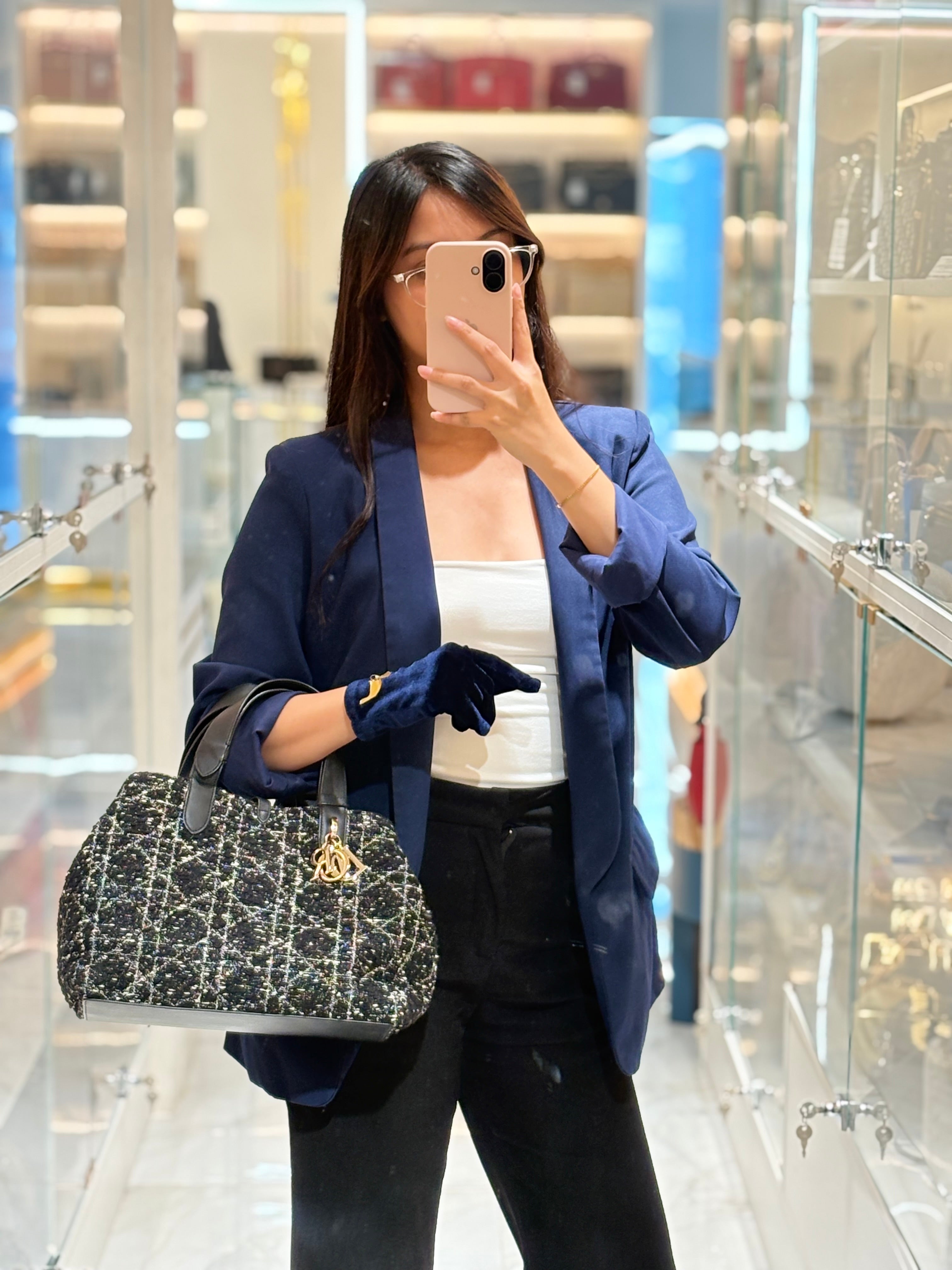 Toujours Medium in Black Calfskin and Tweed Canvas | Purse Maison Luxury Bags Shop