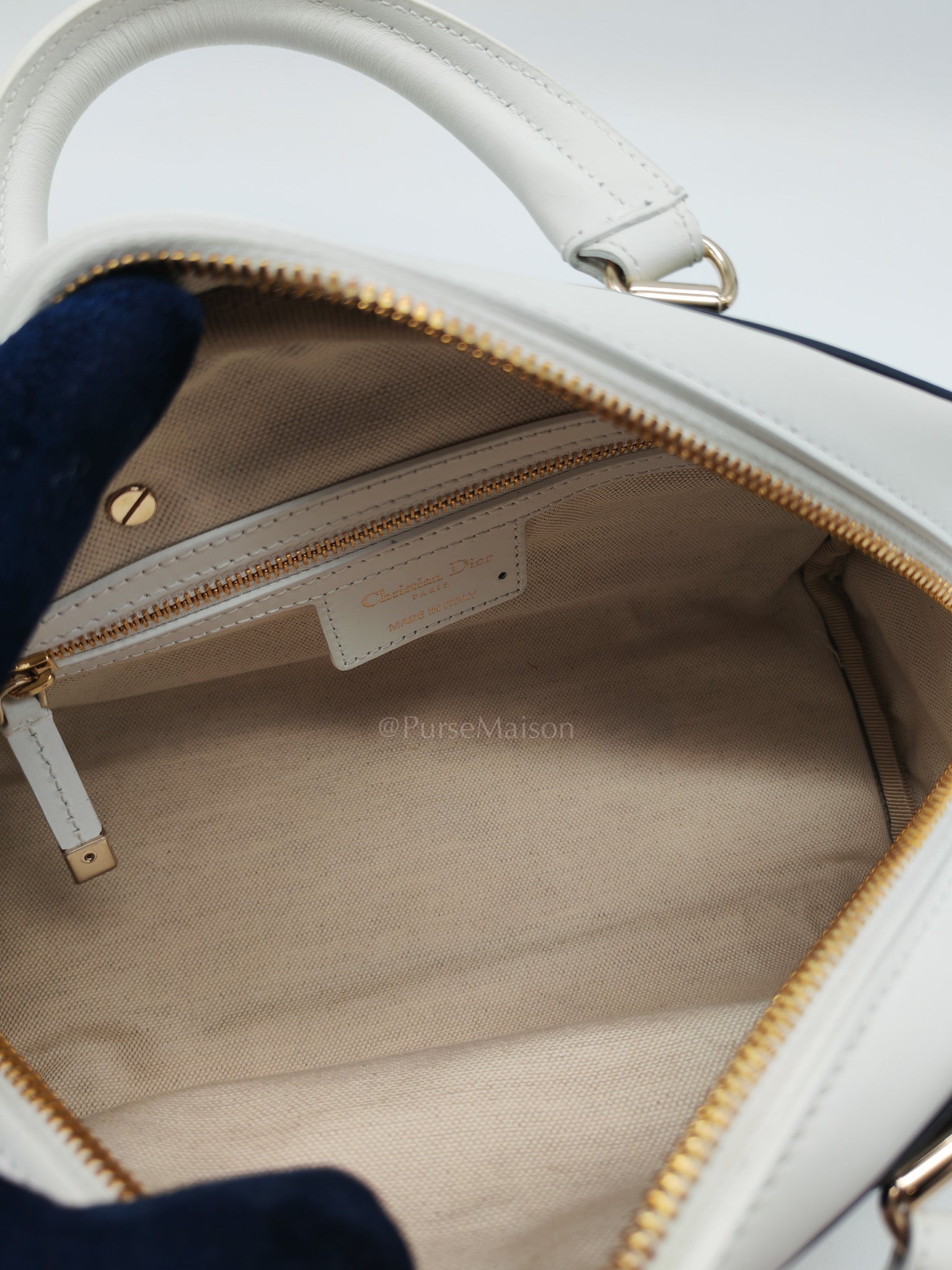 Vibe Zip Small Bowling Calfskin Shoulder Bag | Purse Maison Luxury Bags Shop