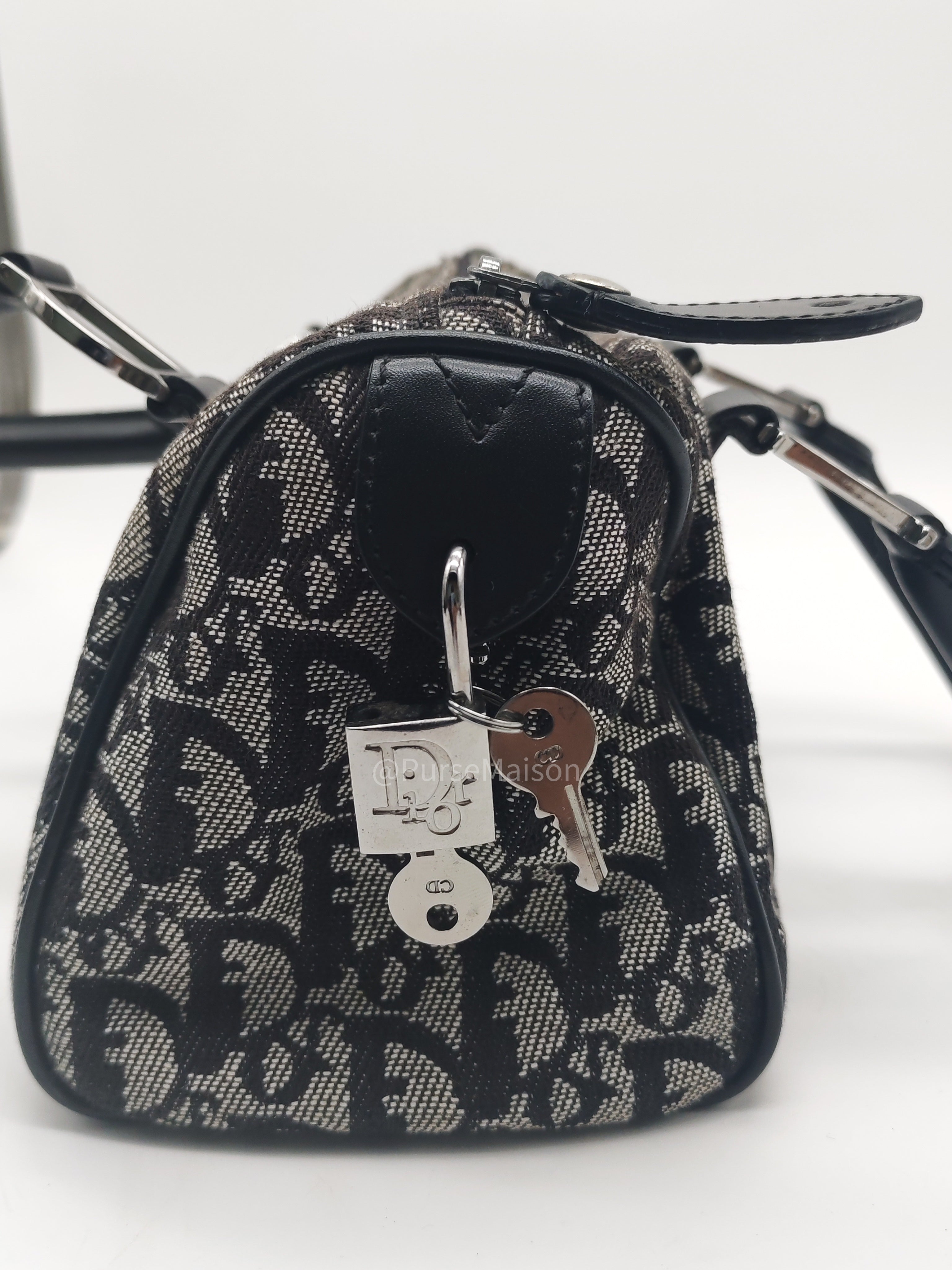 Christian Dior Vintage Boston Bag Mini in Trotter Monogram Canvas | Purse Maison Luxury Bags Shop