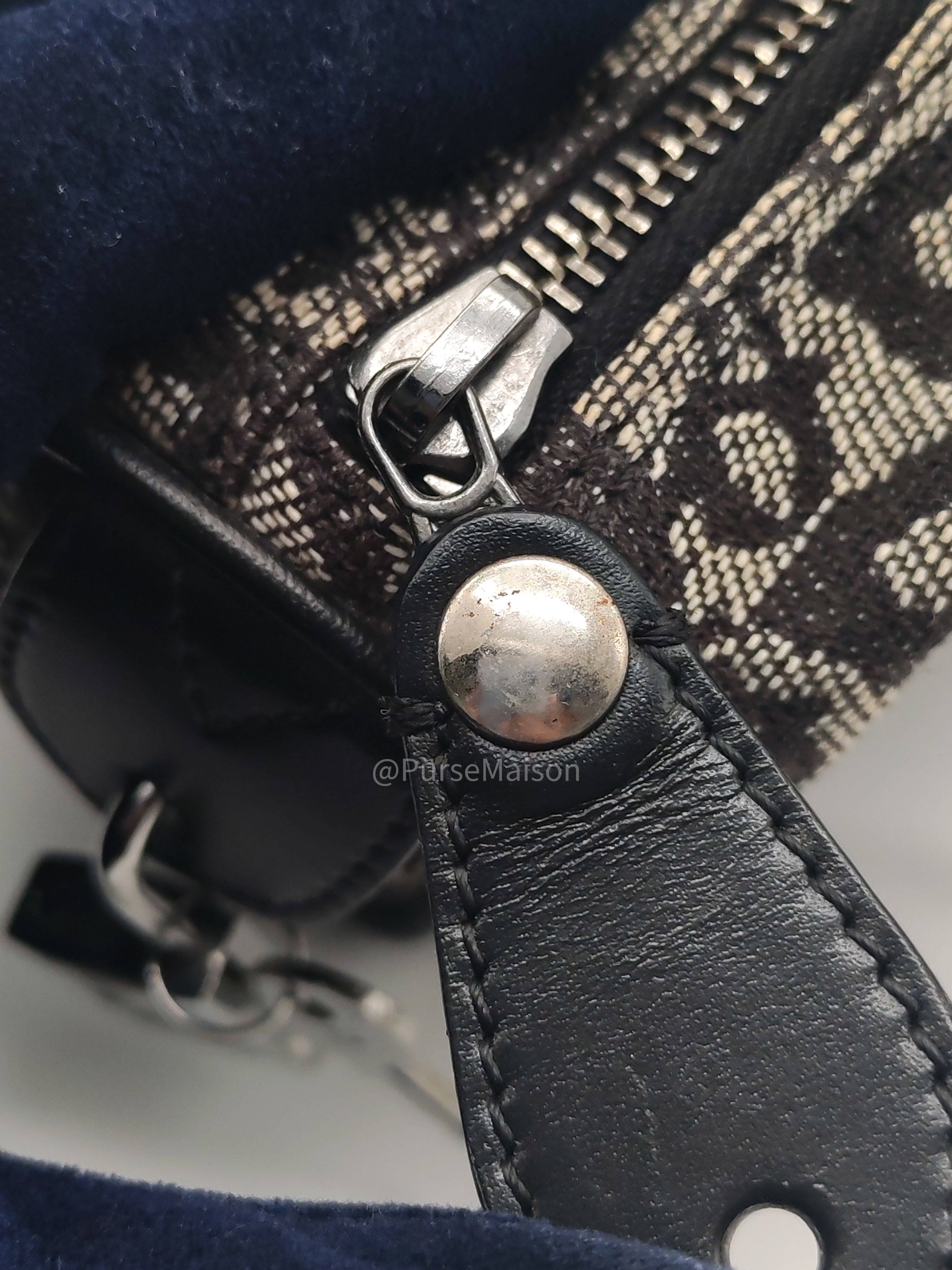 Christian Dior Vintage Boston Bag Mini in Trotter Monogram Canvas | Purse Maison Luxury Bags Shop