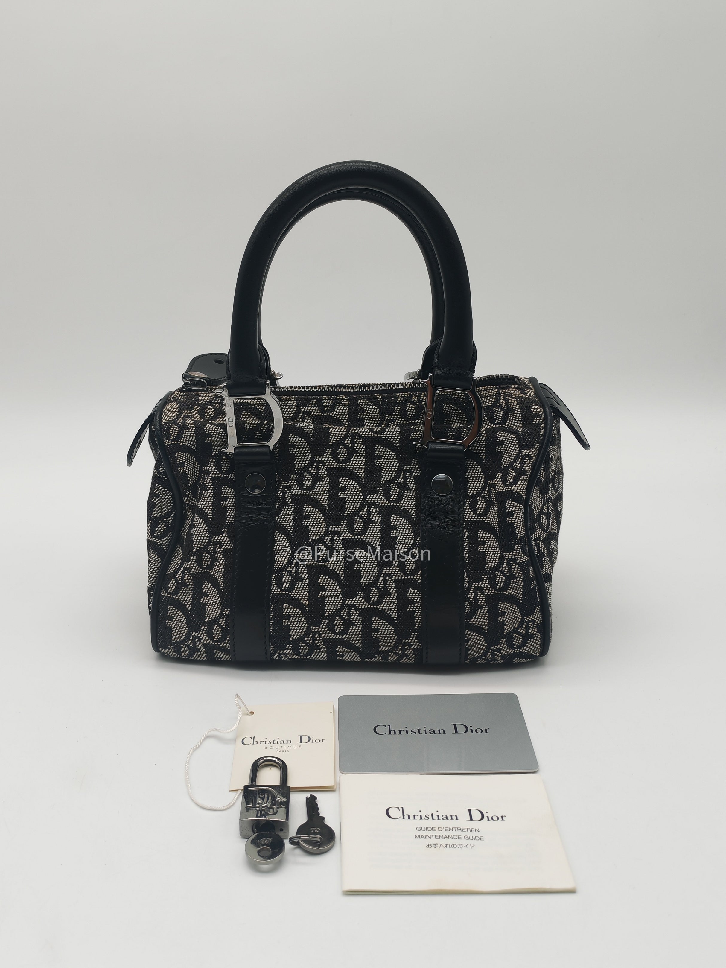 Christian Dior Vintage Boston Bag Mini in Trotter Monogram Canvas | Purse Maison Luxury Bags Shop