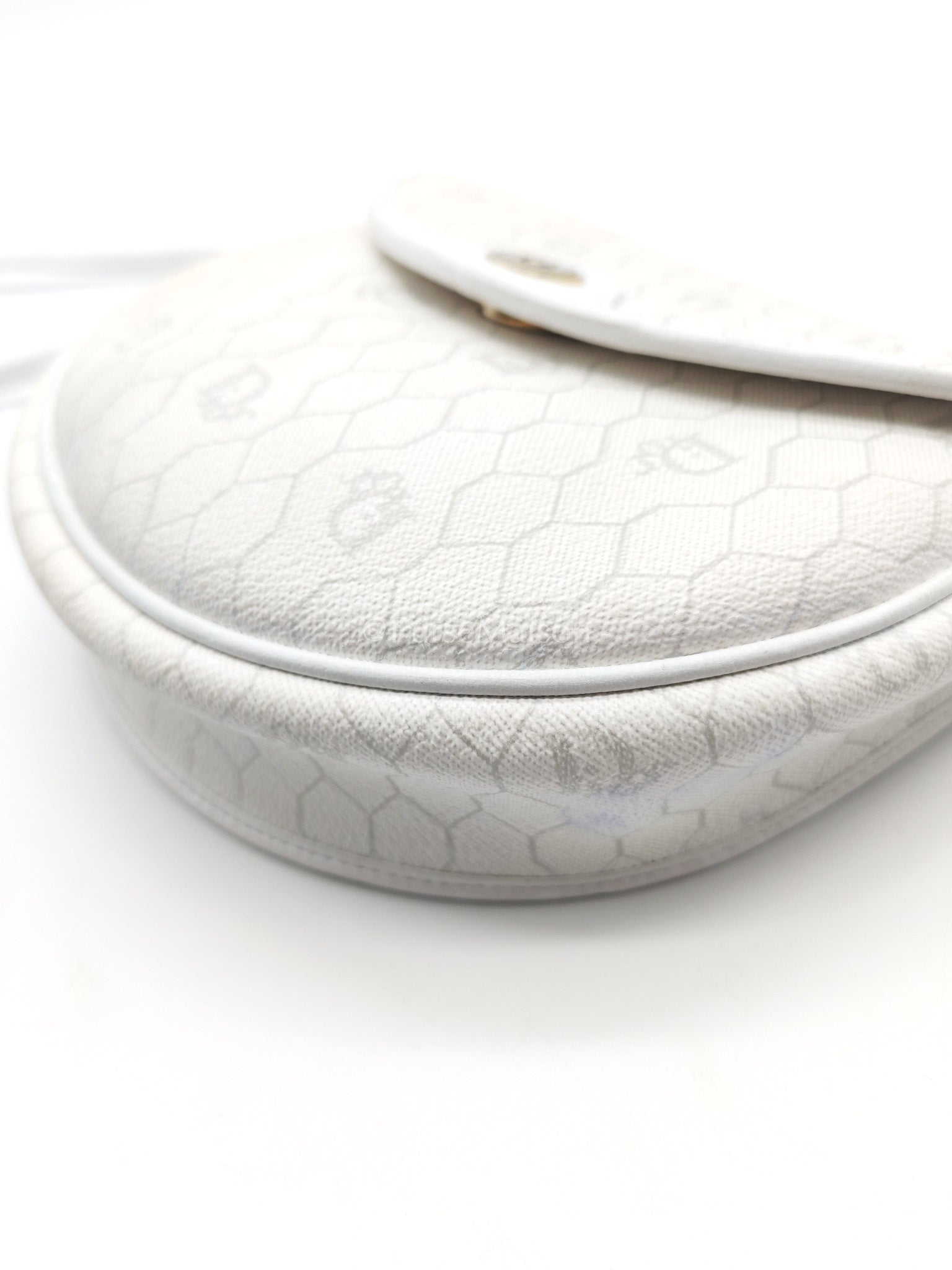 Christian Dior Vintage Honeycomb Canvas in White Shoulder Bag | Purse Maison Luxury Bags Shop