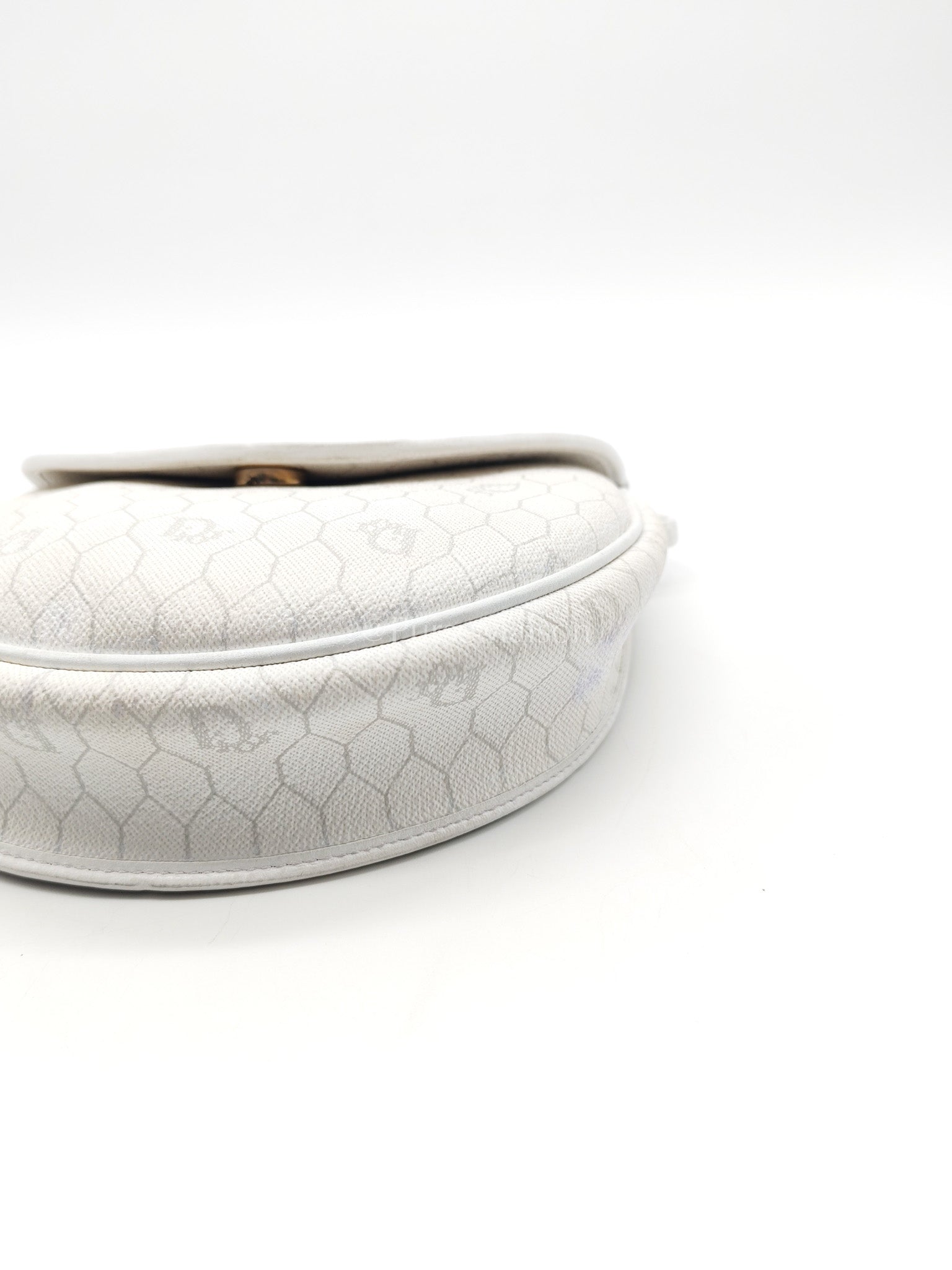 Christian Dior Vintage Honeycomb Canvas in White Shoulder Bag | Purse Maison Luxury Bags Shop