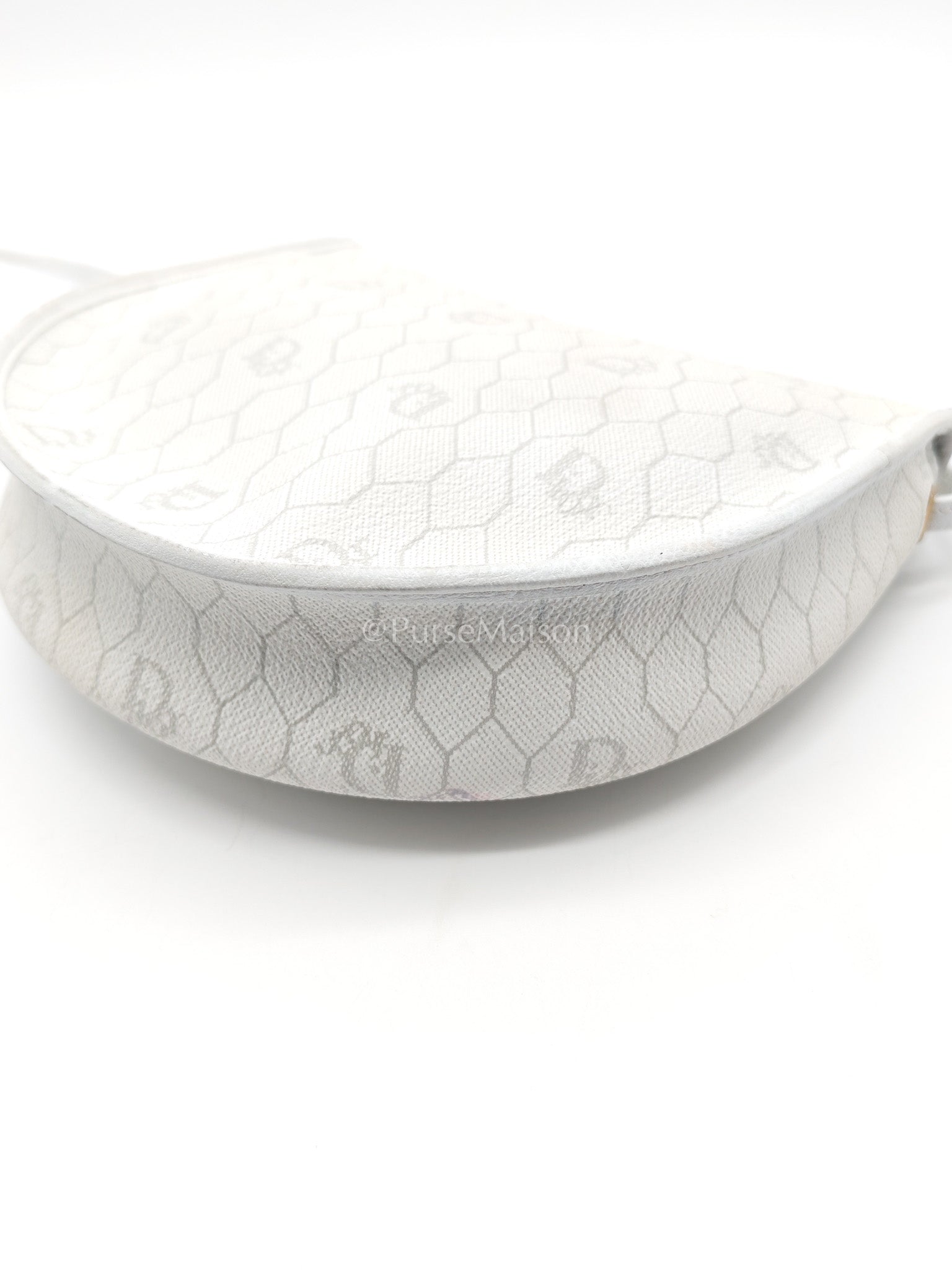 Christian Dior Vintage Honeycomb Canvas in White Shoulder Bag | Purse Maison Luxury Bags Shop